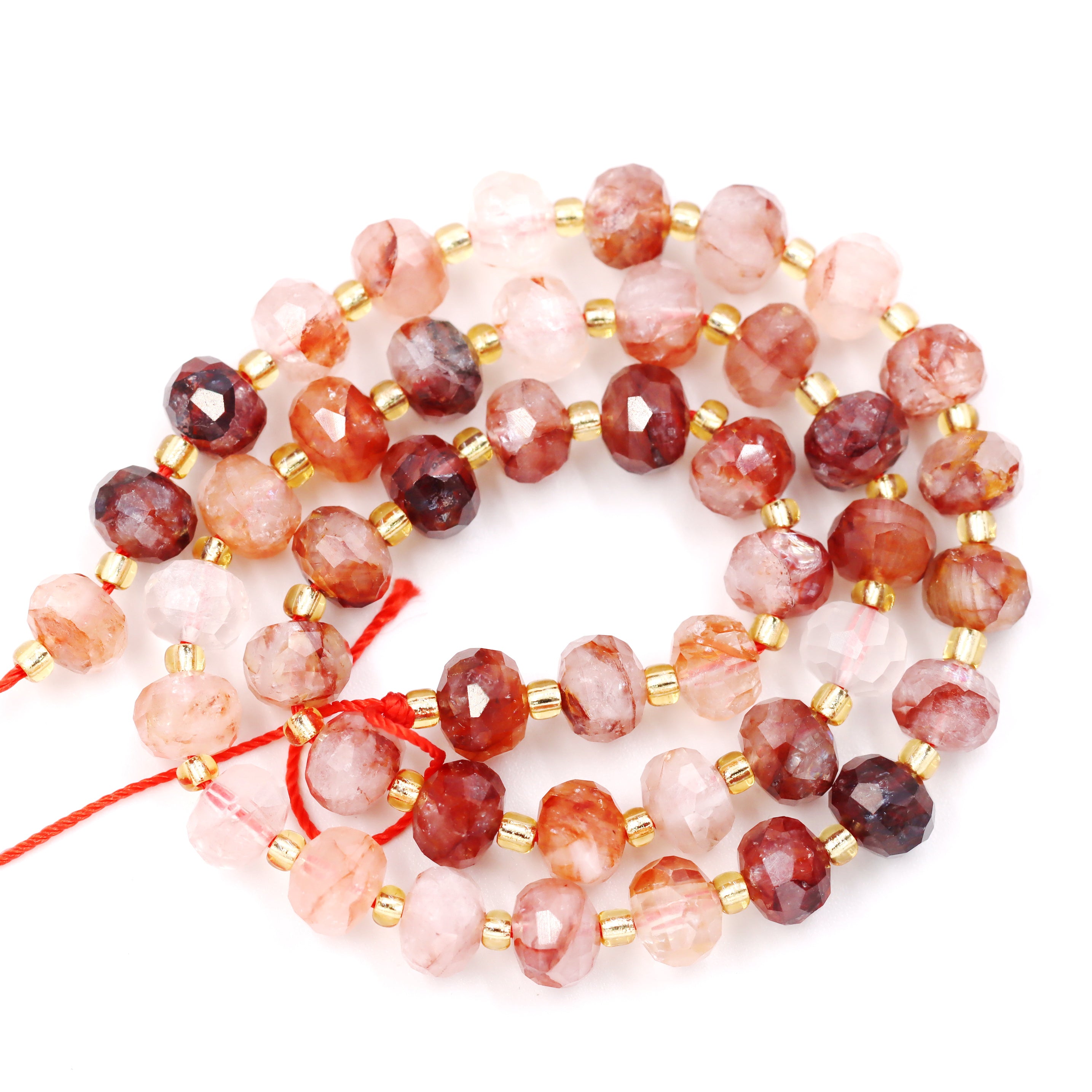 Malahill faceted rondelle gemstone for jewelry making, sold per bag 5 strands inside, Sakura Carnelian beads
