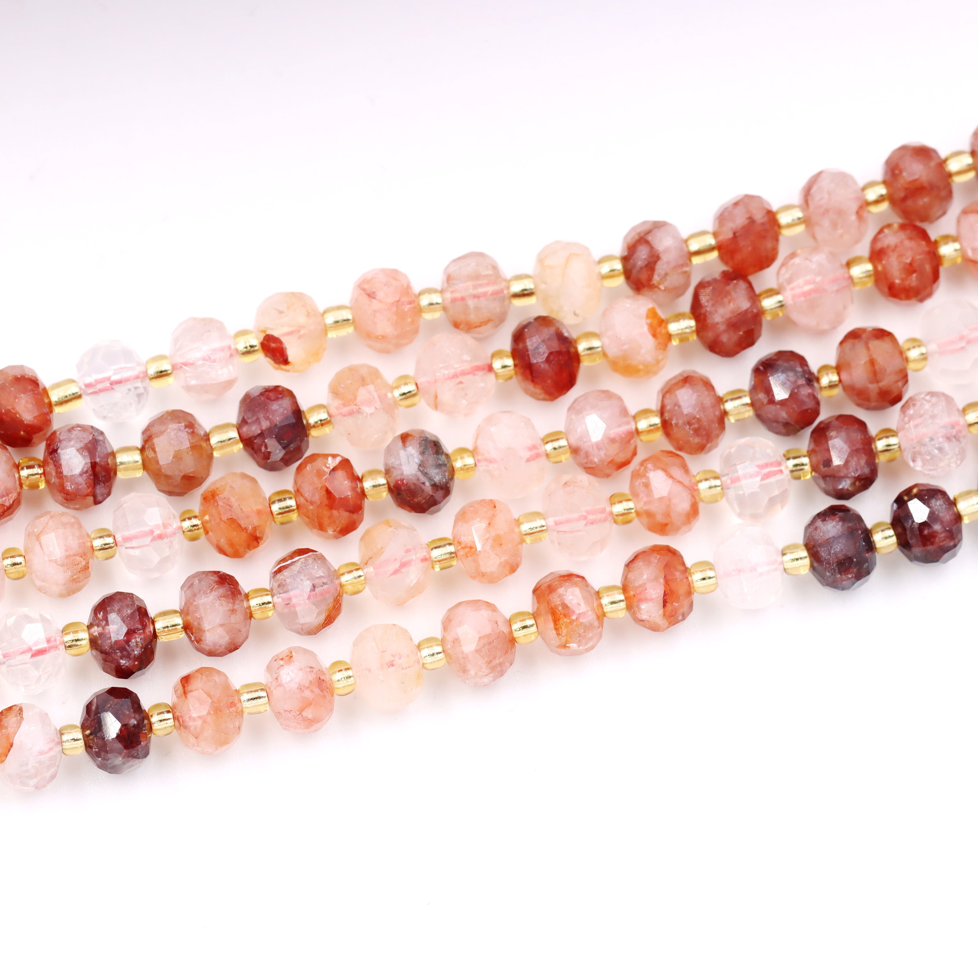 Malahill faceted rondelle gemstone for jewelry making, sold per bag 5 strands inside, Sakura Carnelian beads