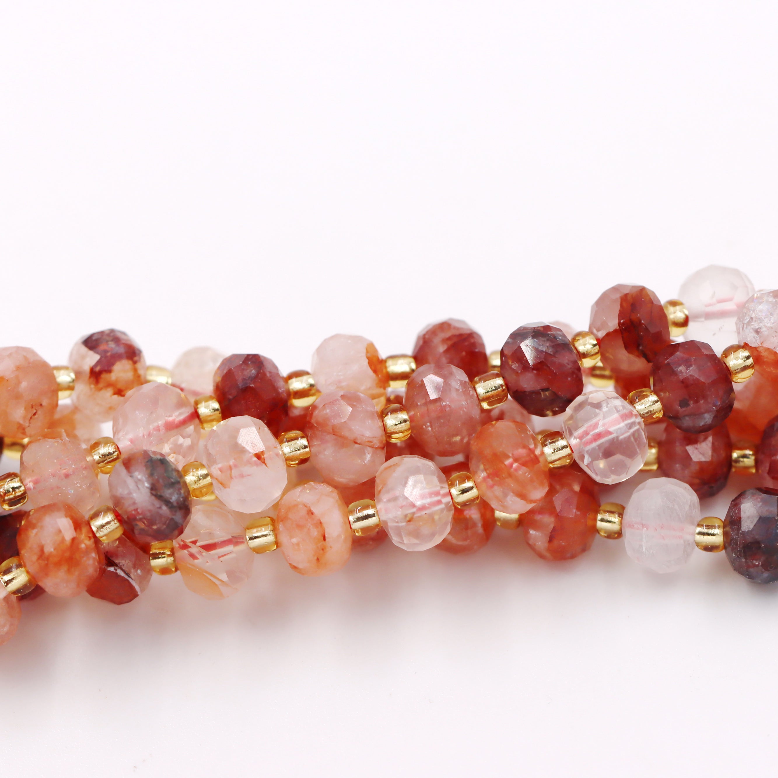 Malahill faceted rondelle gemstone for jewelry making, sold per bag 5 strands inside, Sakura Carnelian beads