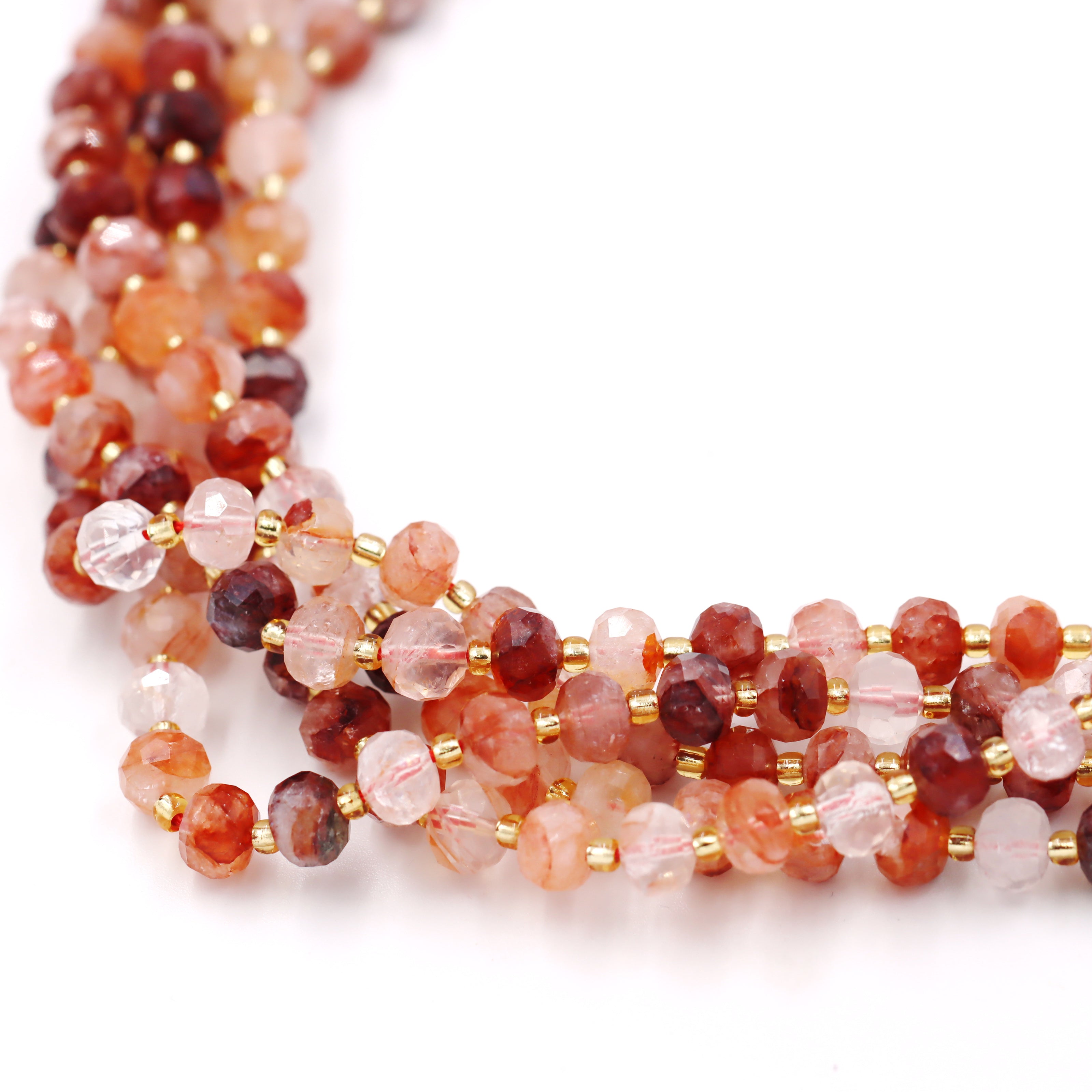 Malahill faceted rondelle gemstone for jewelry making, sold per bag 5 strands inside, Sakura Carnelian beads