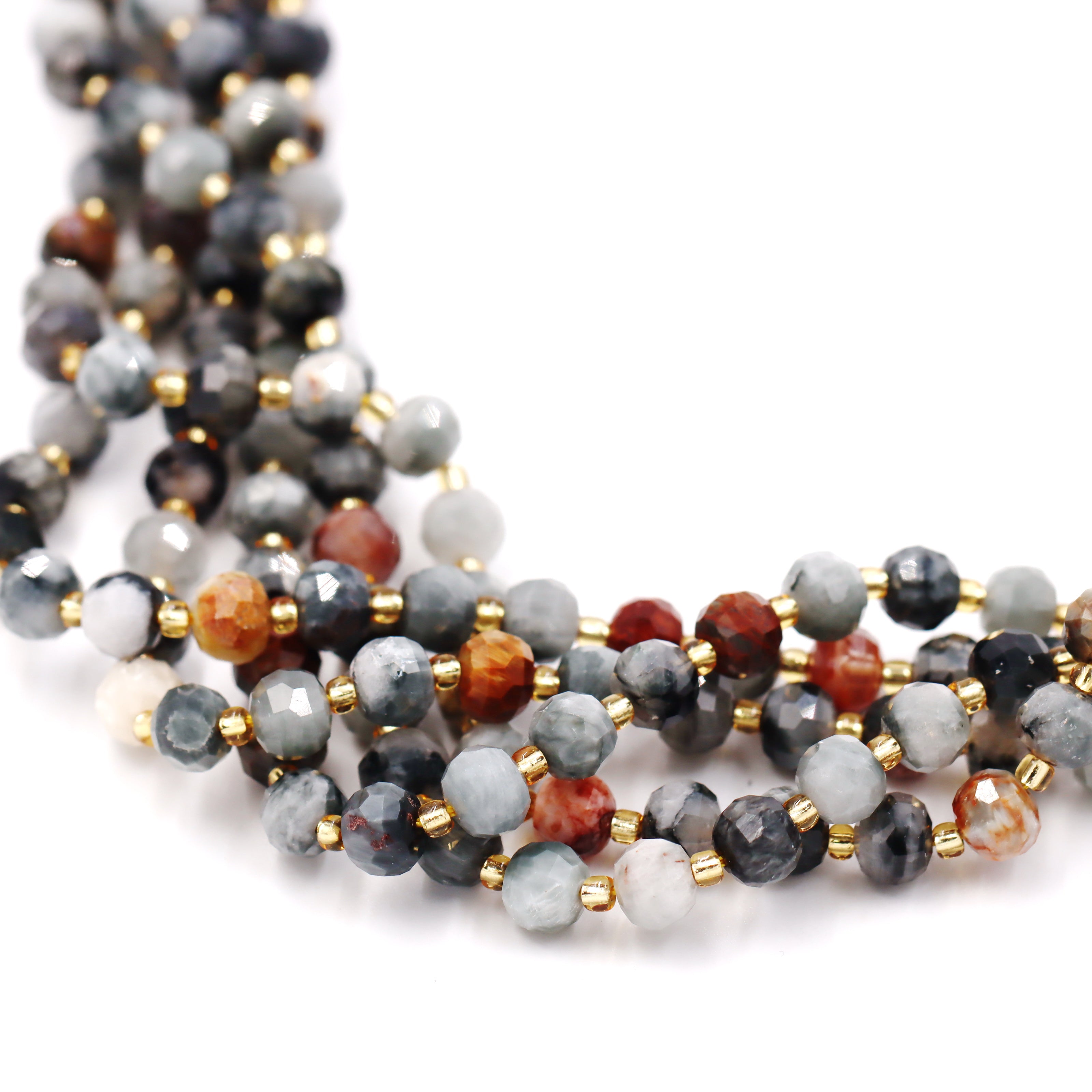 Malahill faceted rondelle gemstone for jewelry making, sold per bag 5 strands inside, Grey Picasso Jasper beads