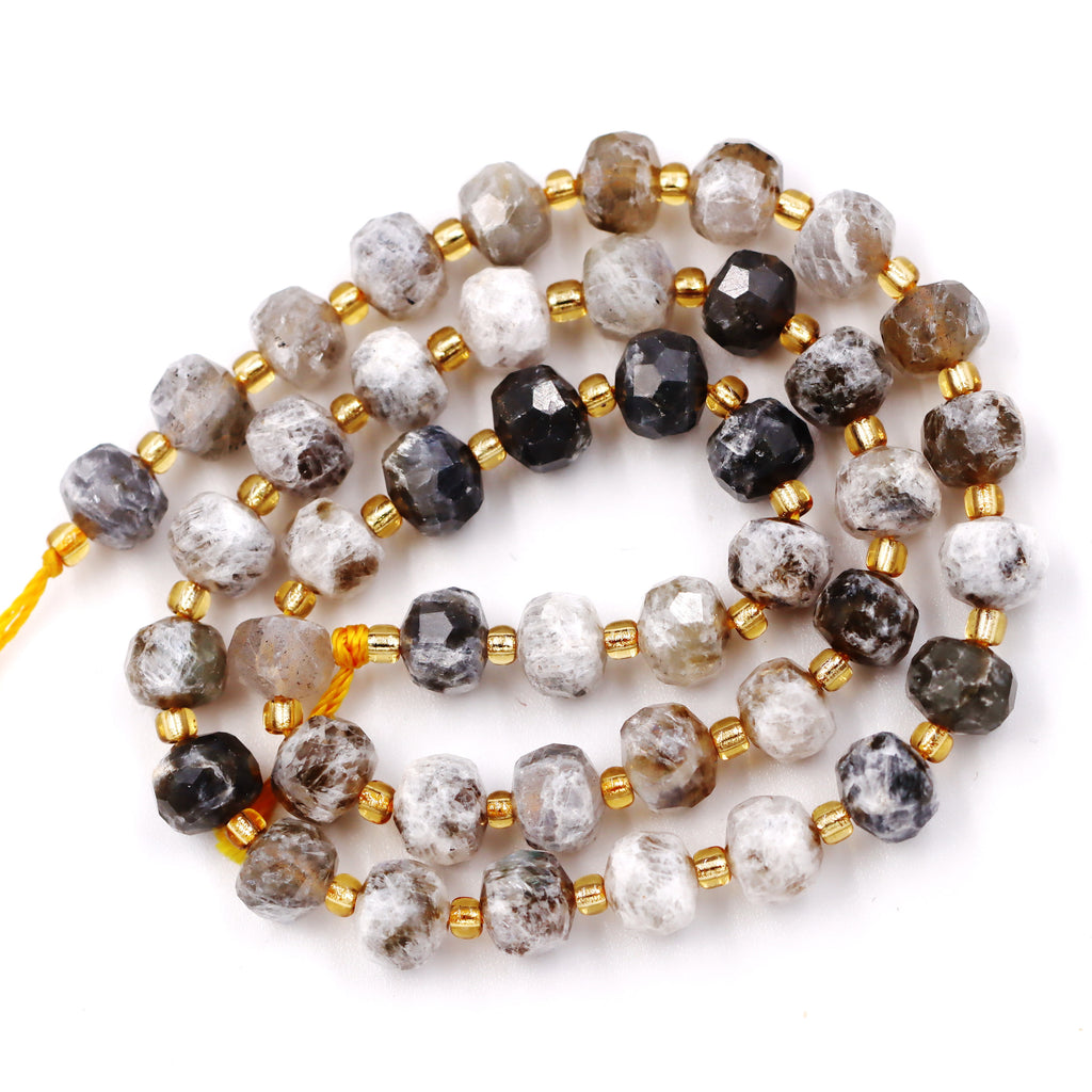 Malahill faceted rondelle gemstone for jewelry making, sold per bag 5 strands inside, Labradorite A beads