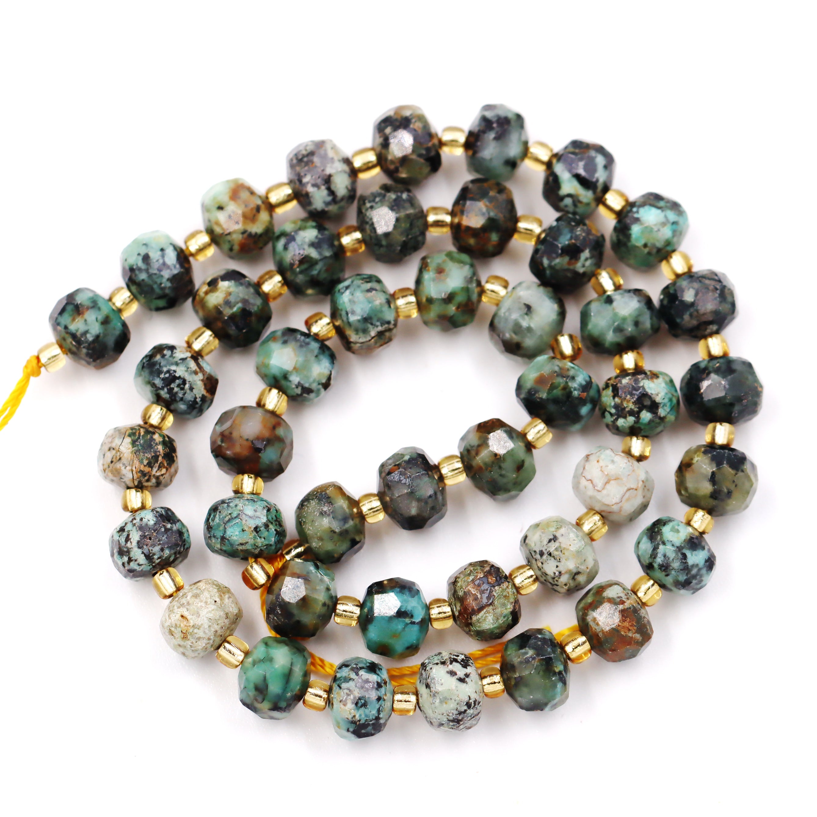 Malahill faceted rondelle gemstone for jewelry making, sold per bag 5 strands inside, African Turquoise beads