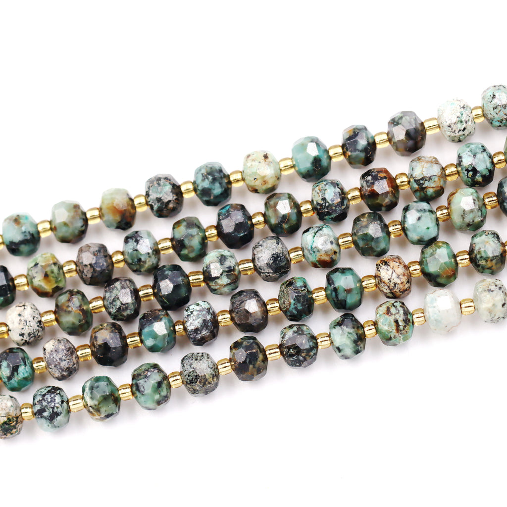 Malahill faceted rondelle gemstone for jewelry making, sold per bag 5 strands inside, African Turquoise beads
