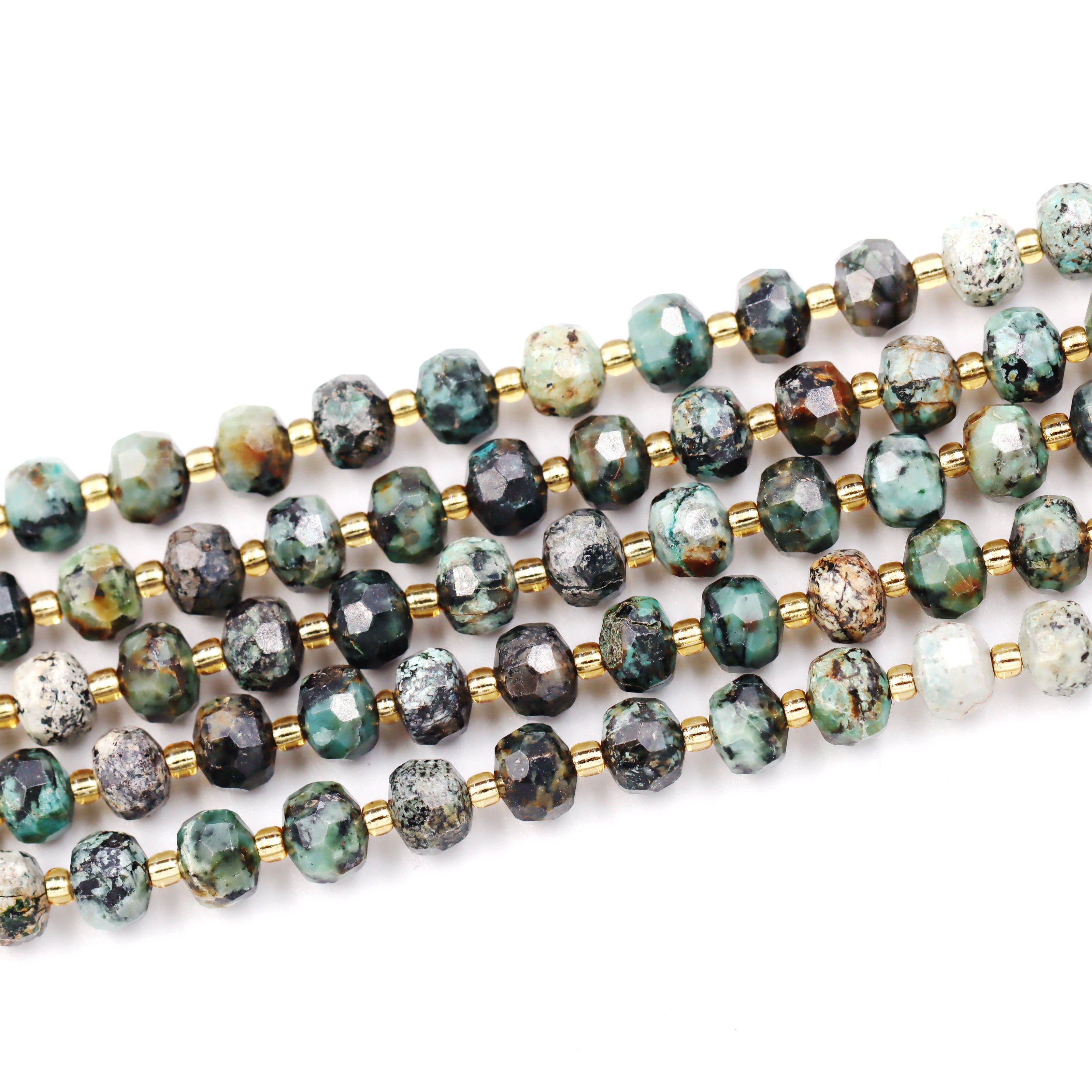 Malahill faceted rondelle gemstone for jewelry making, sold per bag 5 strands inside, African Turquoise beads