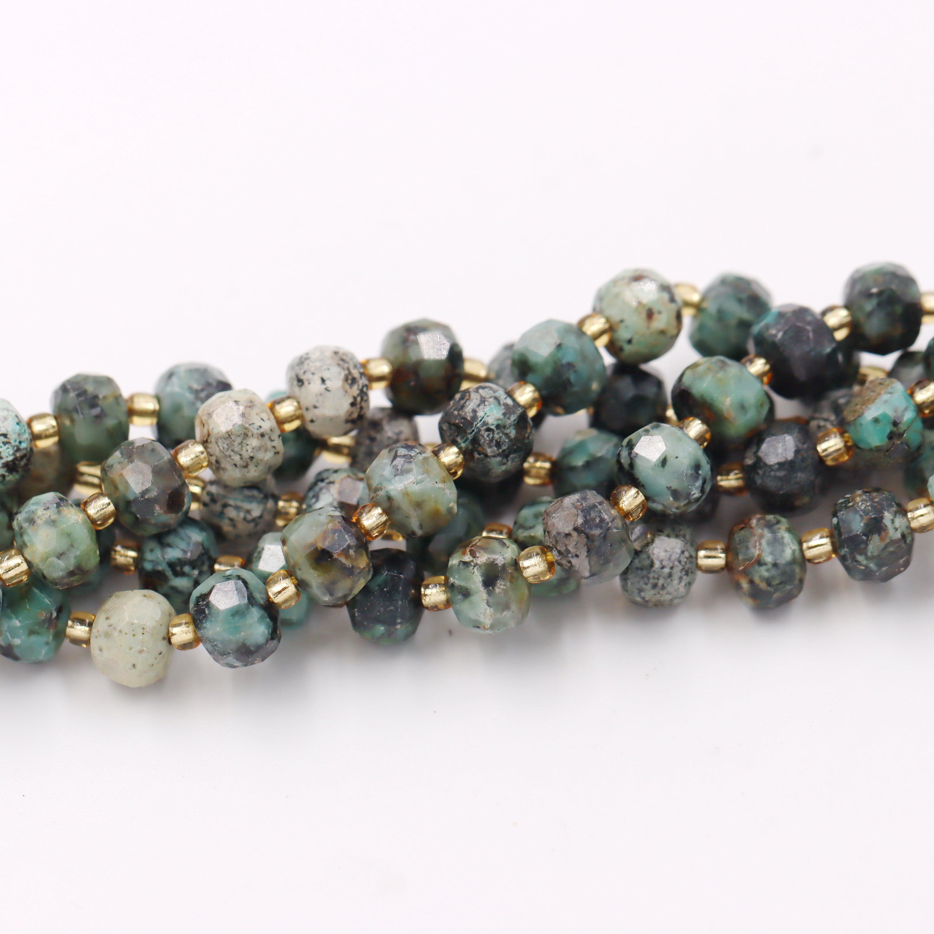Malahill faceted rondelle gemstone for jewelry making, sold per bag 5 strands inside, African Turquoise beads
