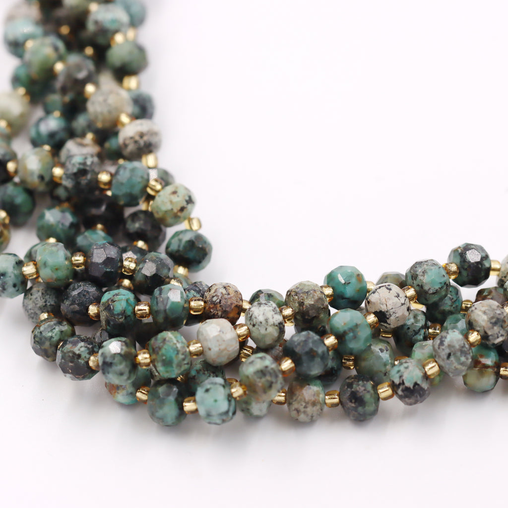 Malahill faceted rondelle gemstone for jewelry making, sold per bag 5 strands inside, African Turquoise beads