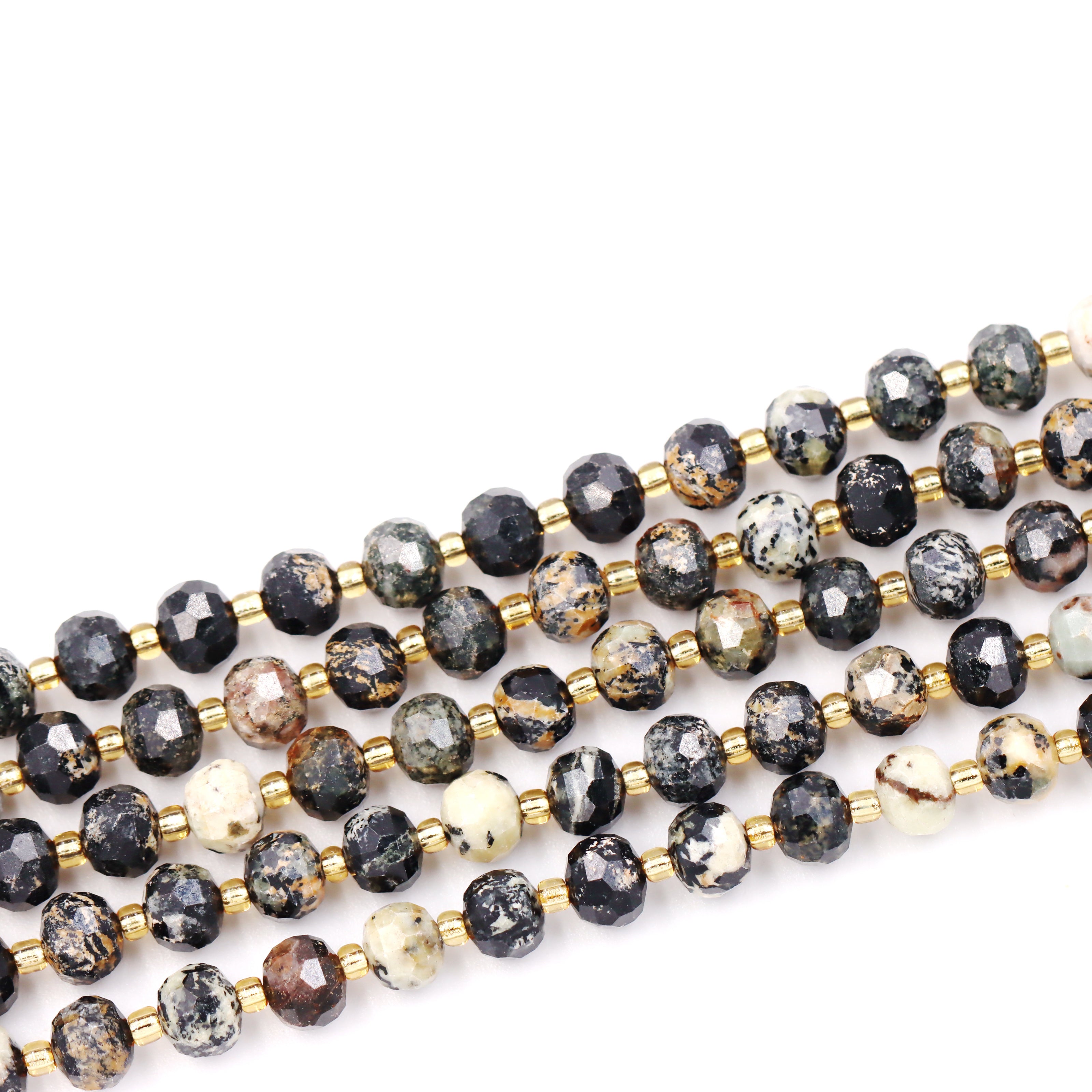 Malahill faceted rondelle gemstone for jewelry making, sold per bag 5 strands inside, Black Turquoise beads