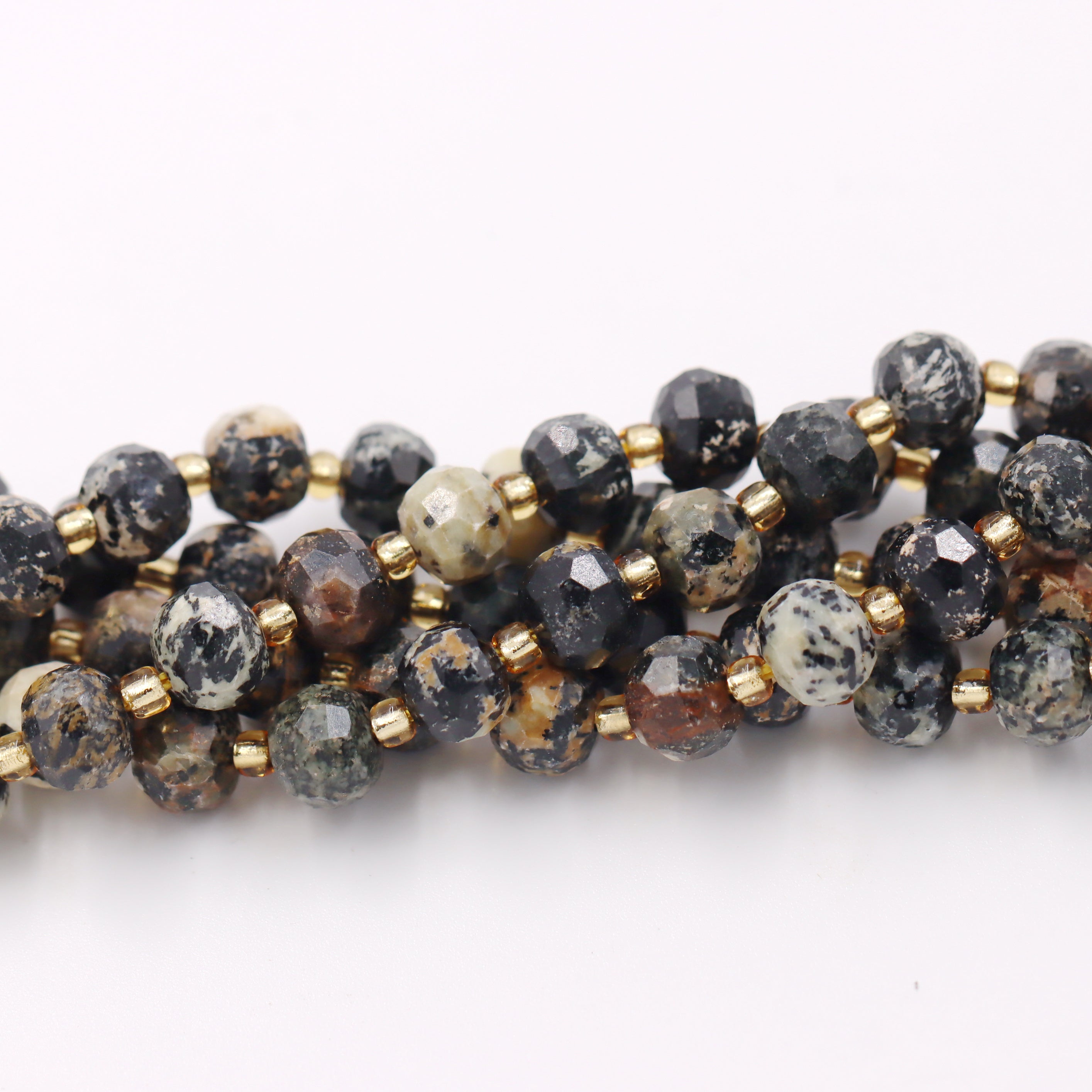 Malahill faceted rondelle gemstone for jewelry making, sold per bag 5 strands inside, Black Turquoise beads