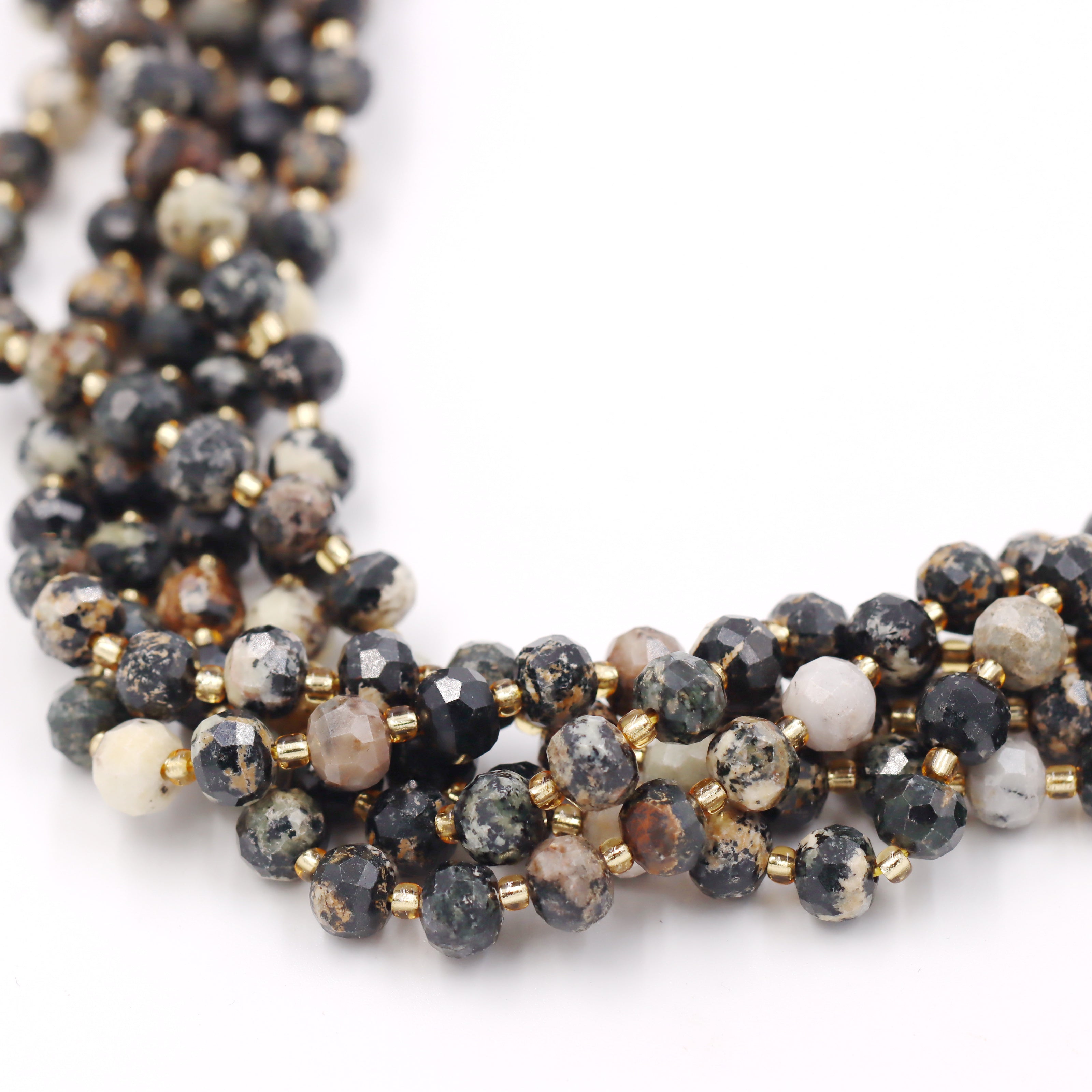 Malahill faceted rondelle gemstone for jewelry making, sold per bag 5 strands inside, Black Turquoise beads