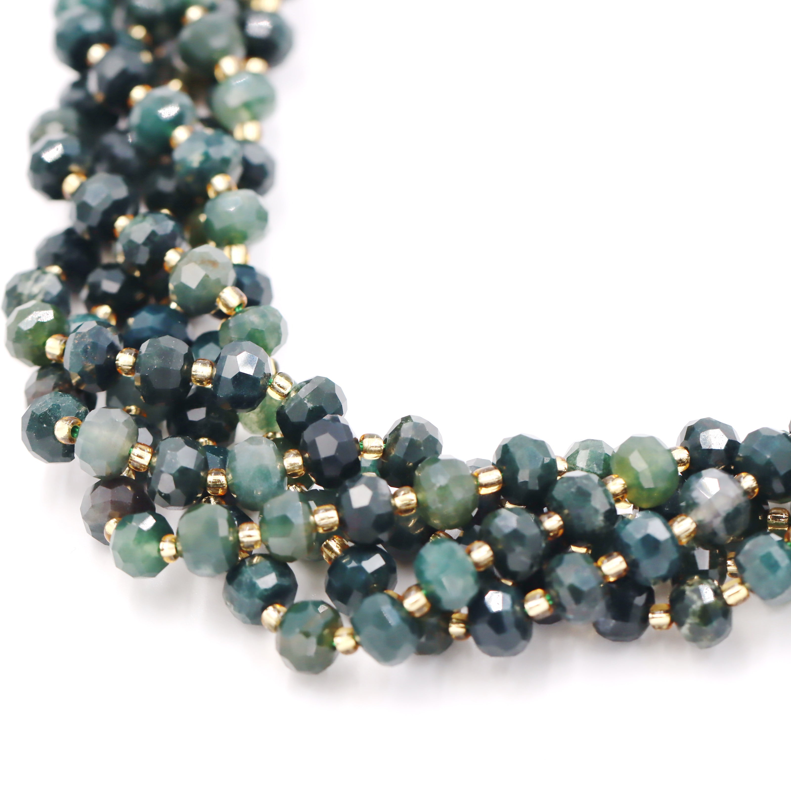 Malahill faceted rondelle gemstone for jewelry making, sold per bag 5 strands inside, Moss Agate beads