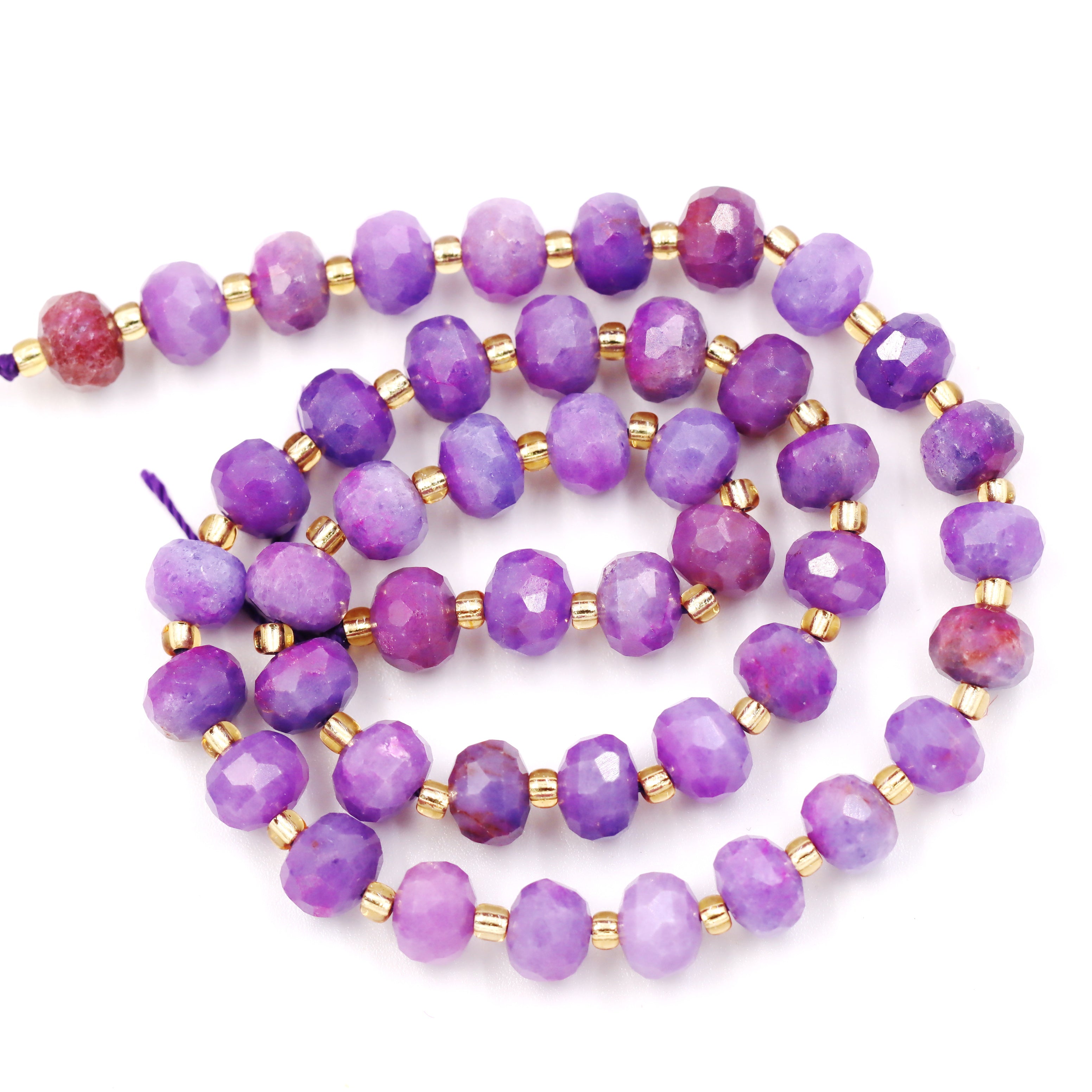 Malahill faceted rondelle gemstone for jewelry making, sold per bag 5 strands inside, Lavender Jasper Treated beads