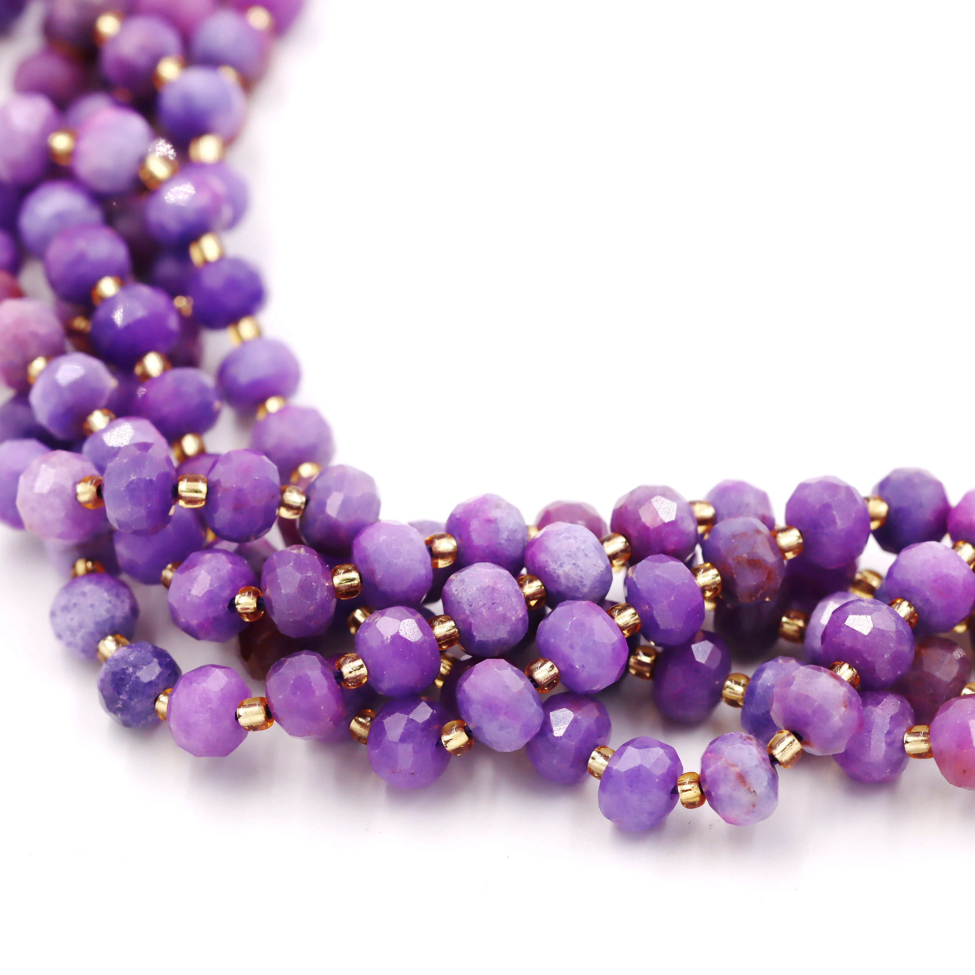 Malahill faceted rondelle gemstone for jewelry making, sold per bag 5 strands inside, Lavender Jasper Treated beads