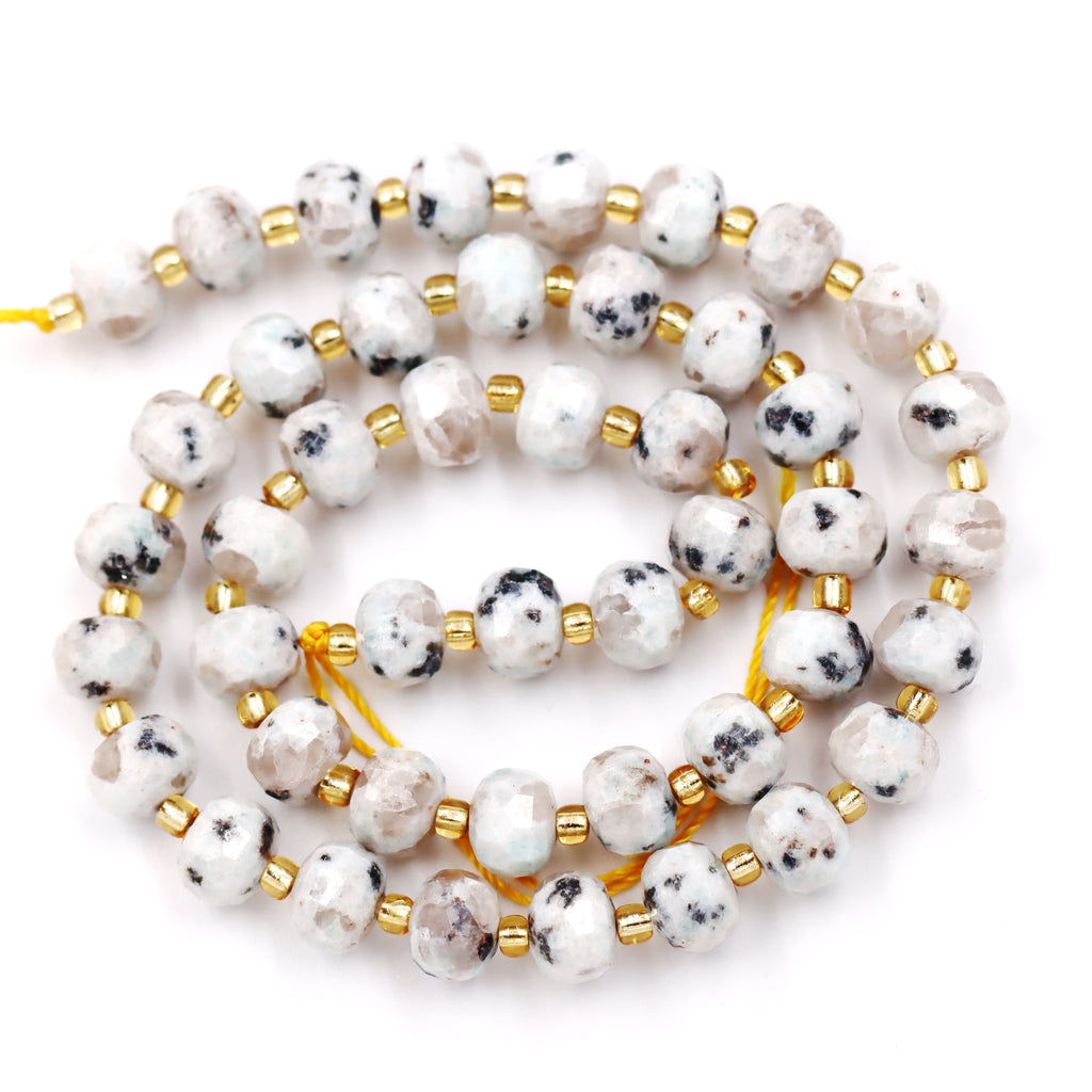 Malahill faceted rondelle gemstone for jewelry making, sold per bag 5 strands inside, Lotus Jasper beads