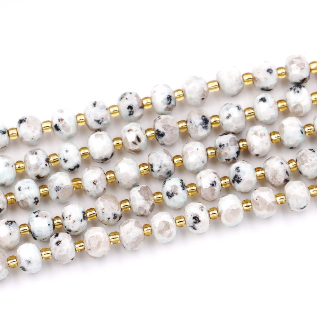 Malahill faceted rondelle gemstone for jewelry making, sold per bag 5 strands inside, Lotus Jasper beads