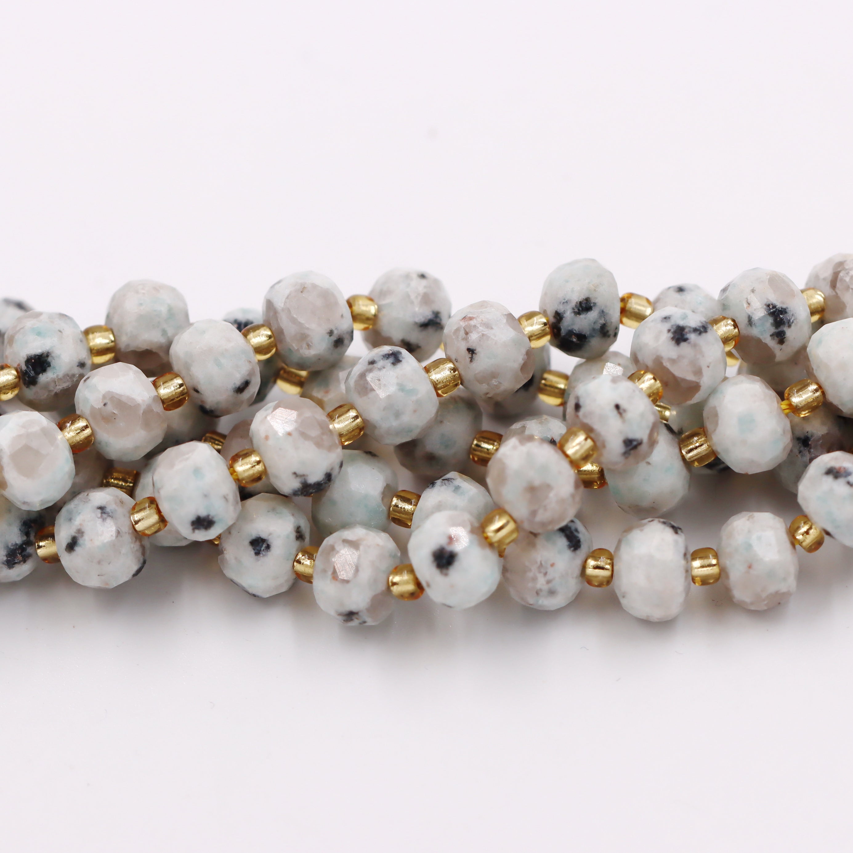 Malahill faceted rondelle gemstone for jewelry making, sold per bag 5 strands inside, Lotus Jasper beads