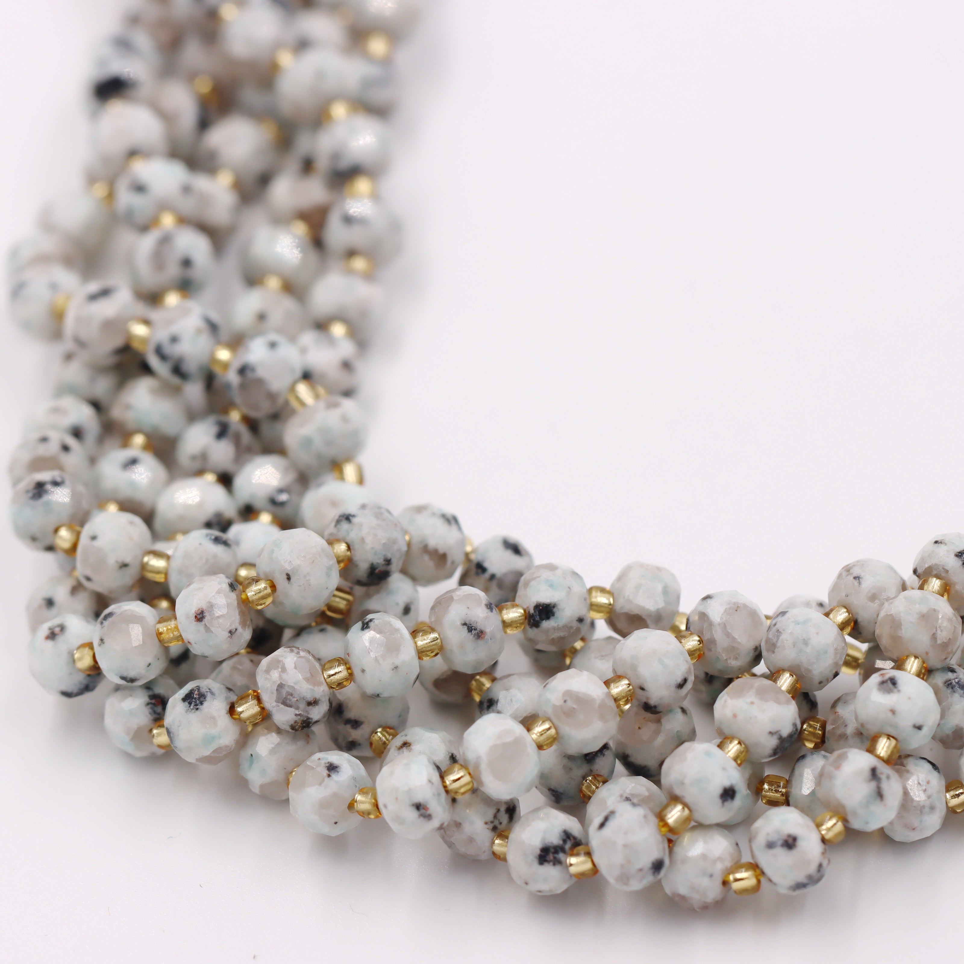 Malahill faceted rondelle gemstone for jewelry making, sold per bag 5 strands inside, Lotus Jasper beads