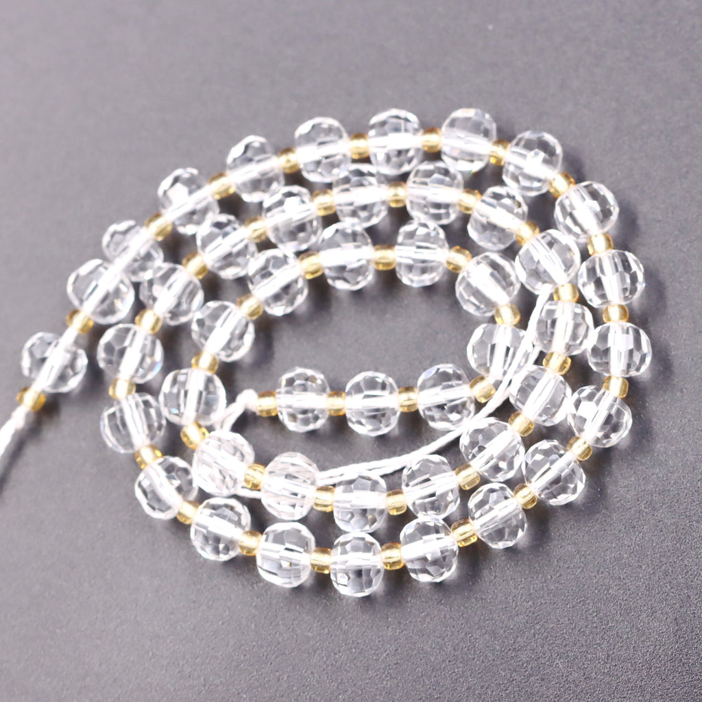 Malahill faceted rondelle gemstone for jewelry making, sold per bag 5 strands inside, Clear Quartz beads