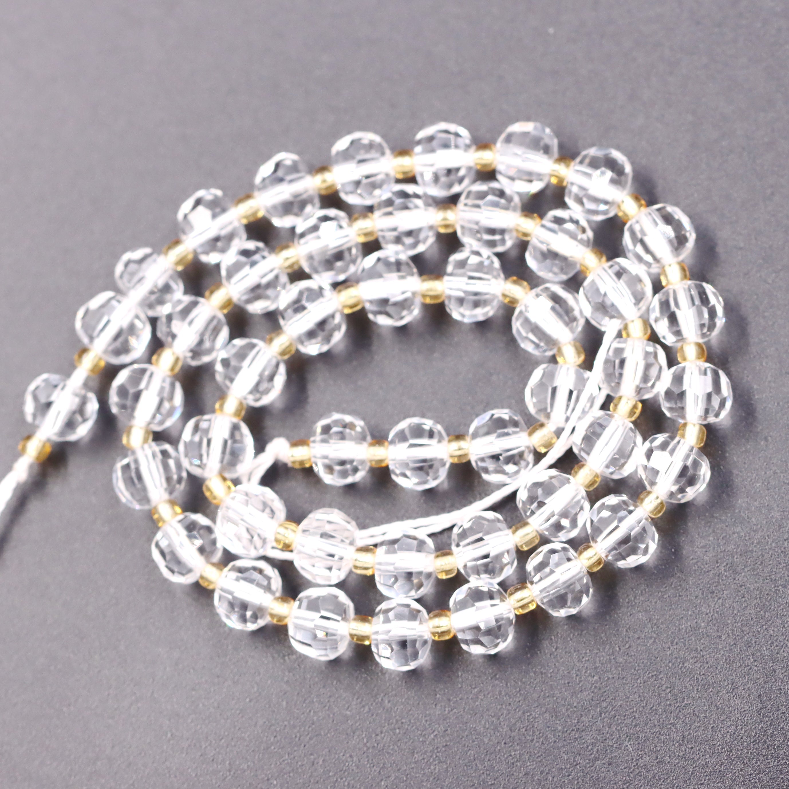 Malahill faceted rondelle gemstone for jewelry making, sold per bag 5 strands inside, Clear Quartz beads