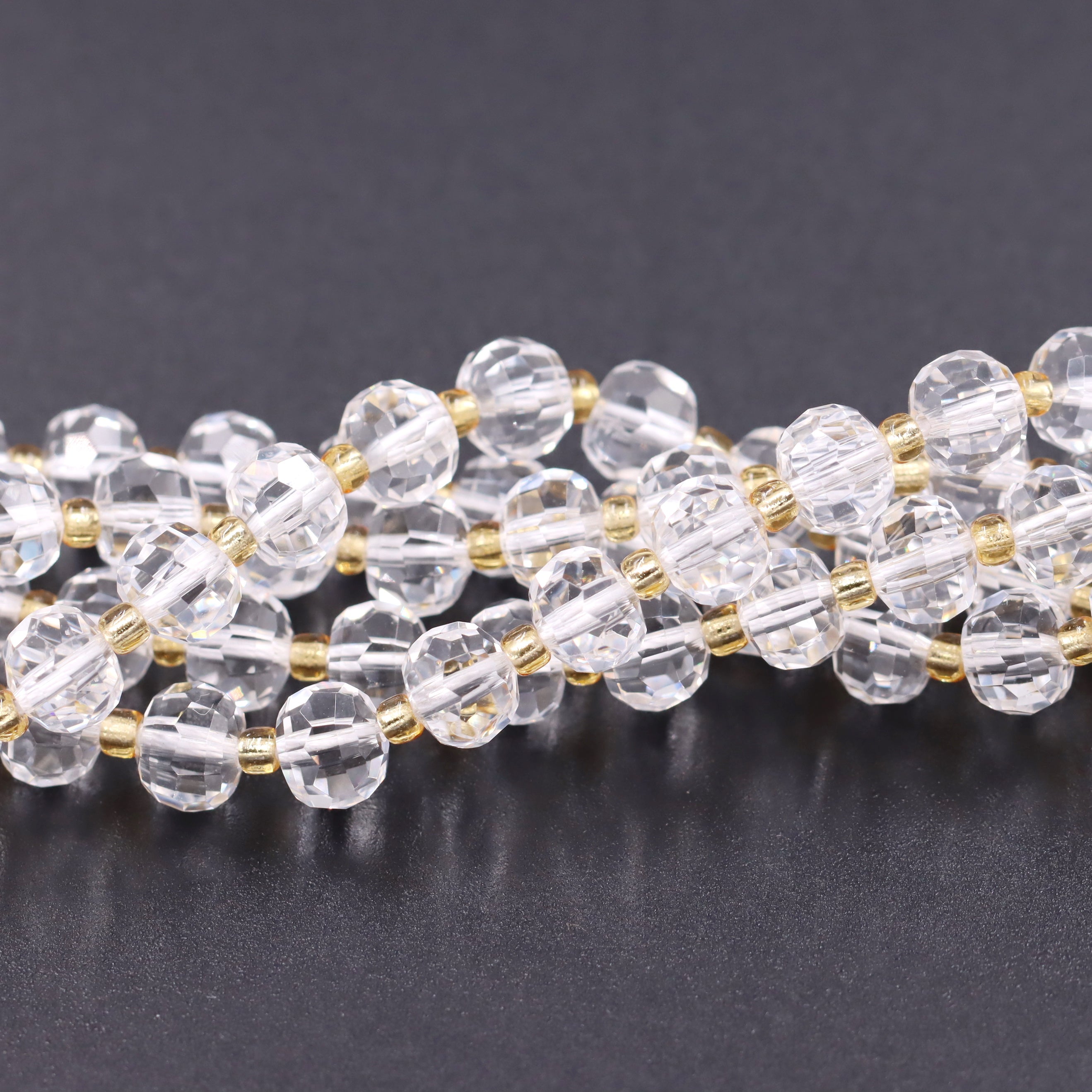 Malahill faceted rondelle gemstone for jewelry making, sold per bag 5 strands inside, Clear Quartz beads