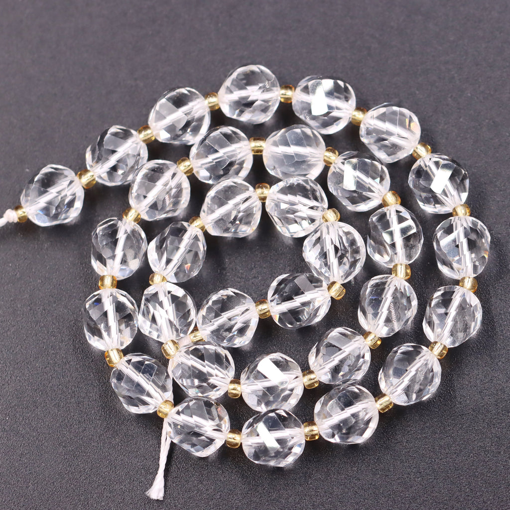 Malahill faceted S shape stone beads for jewelry making, sold per bag 5 strands inside, Clear Quartz beads