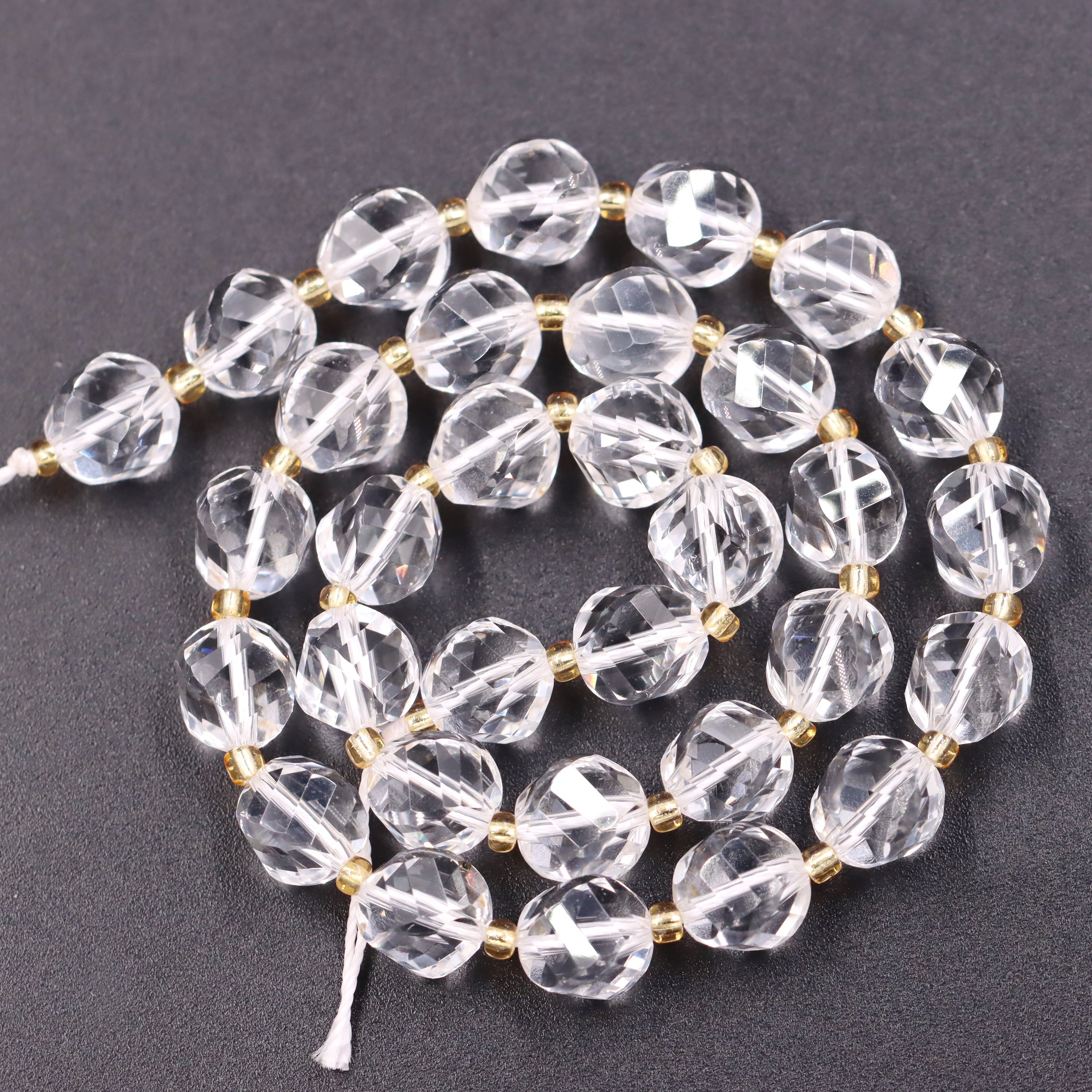 Malahill faceted S shape stone beads for jewelry making, sold per bag 5 strands inside, Clear Quartz beads