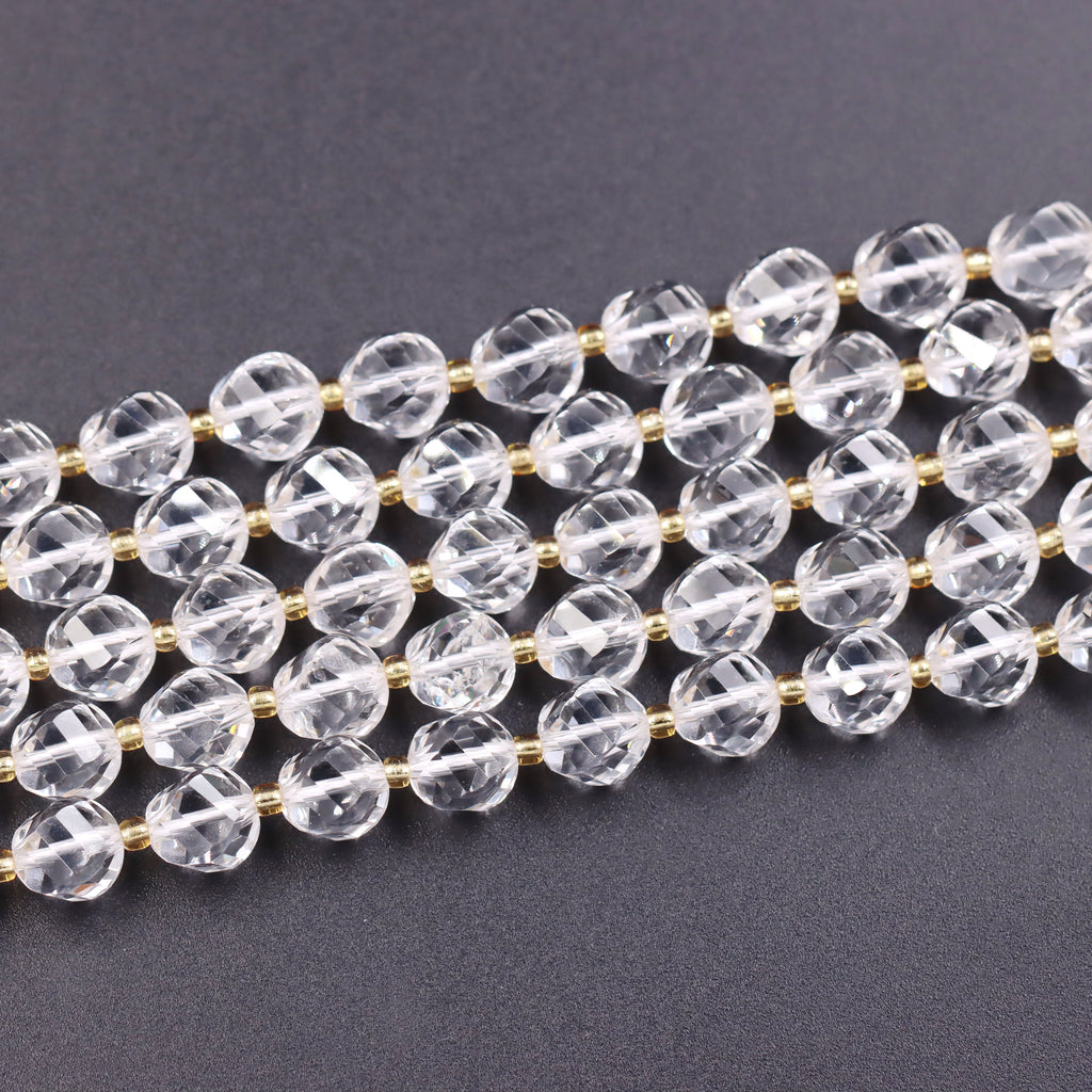 Malahill faceted S shape stone beads for jewelry making, sold per bag 5 strands inside, Clear Quartz beads