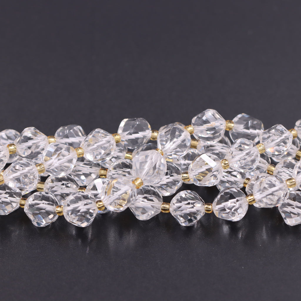 Malahill faceted S shape stone beads for jewelry making, sold per bag 5 strands inside, Clear Quartz beads