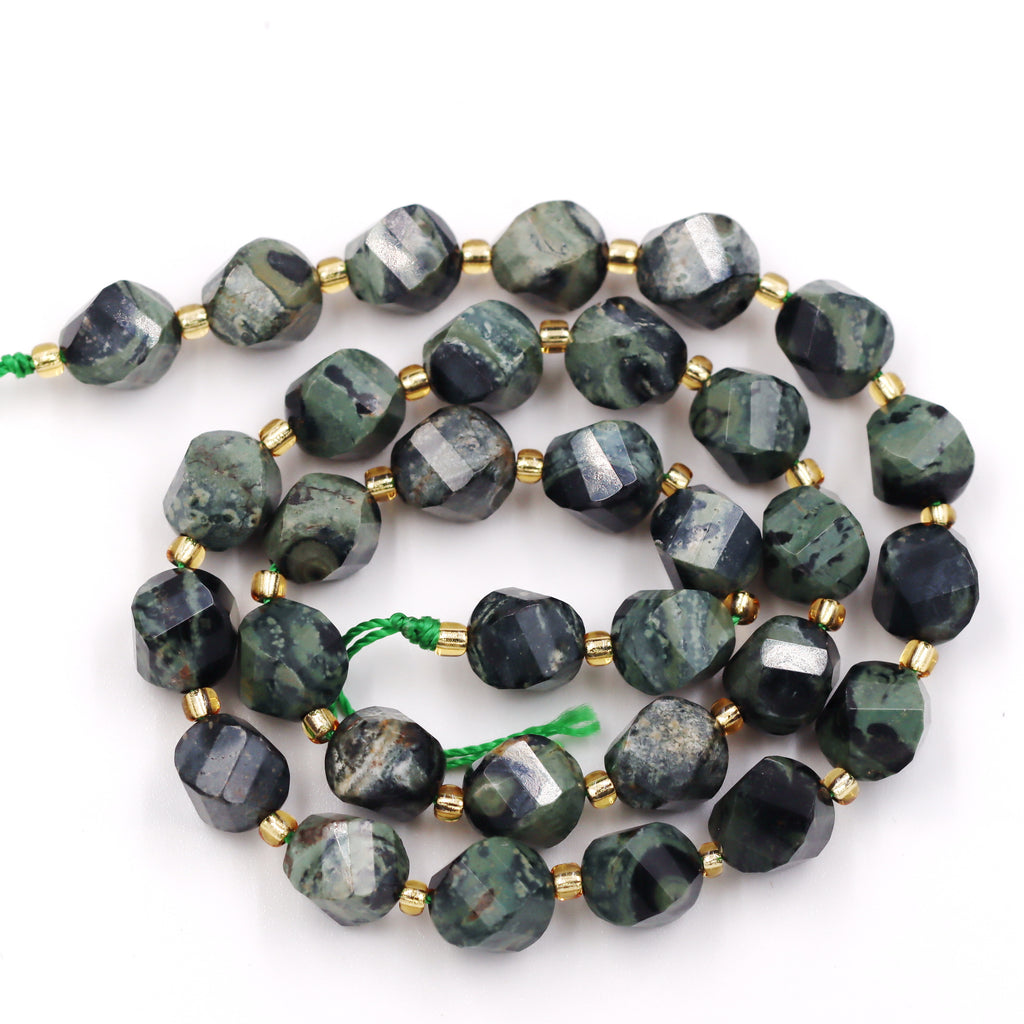 Malahill faceted S shape stone beads for jewelry making, sold per bag 5 strands inside, Kambaba beads
