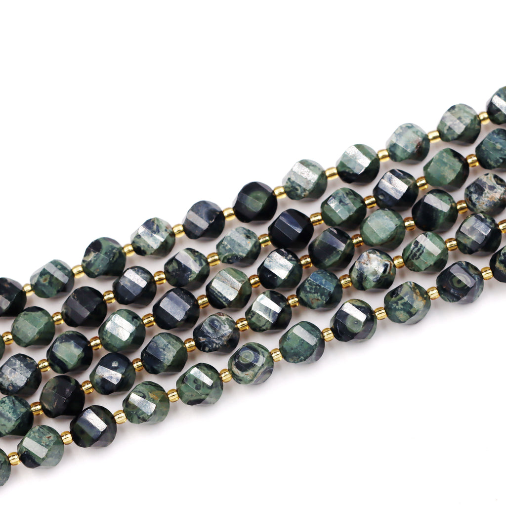Malahill faceted S shape stone beads for jewelry making, sold per bag 5 strands inside, Kambaba beads