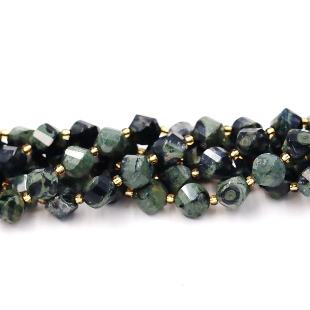 Malahill faceted S shape stone beads for jewelry making, sold per bag 5 strands inside, Kambaba beads