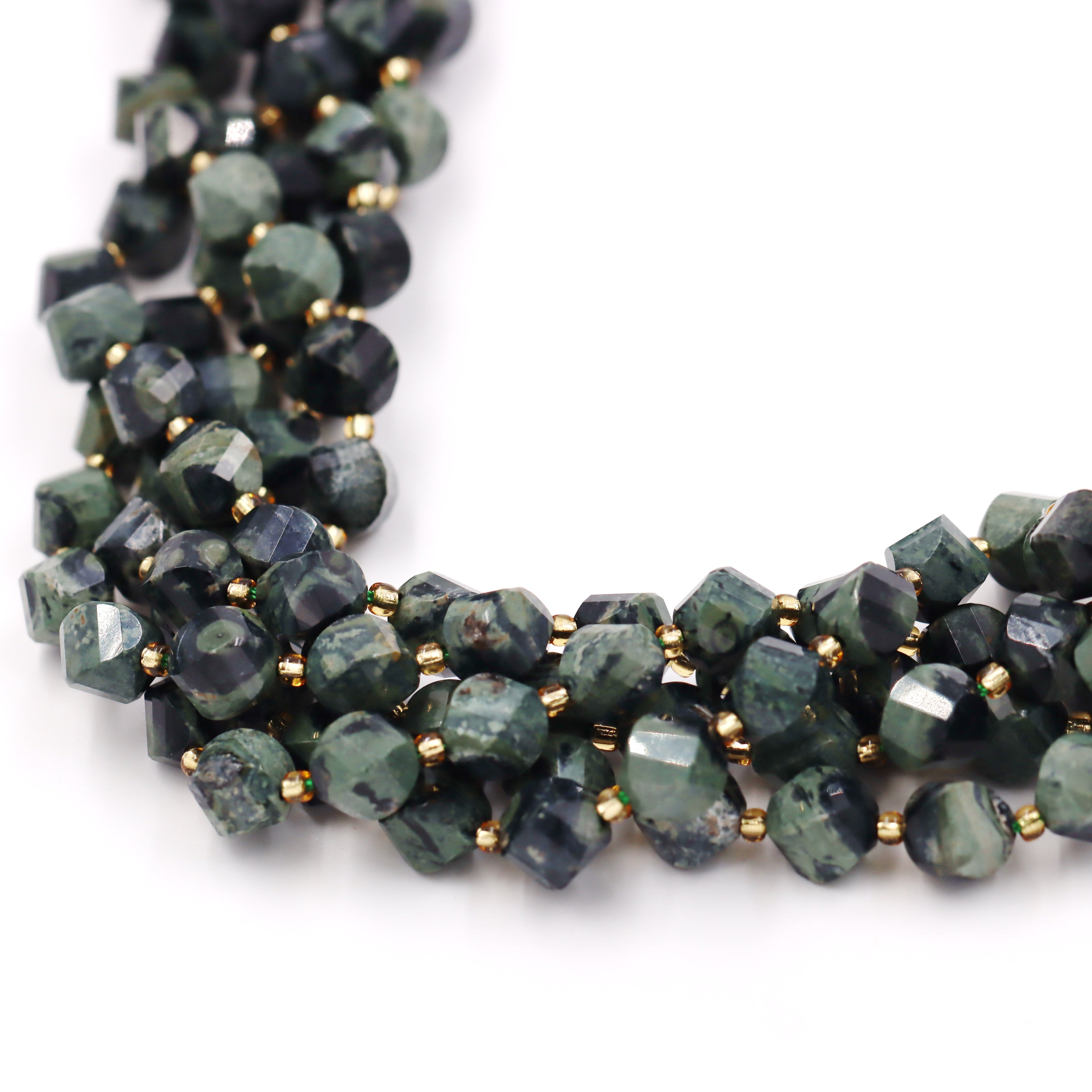 Malahill faceted S shape stone beads for jewelry making, sold per bag 5 strands inside, Kambaba beads