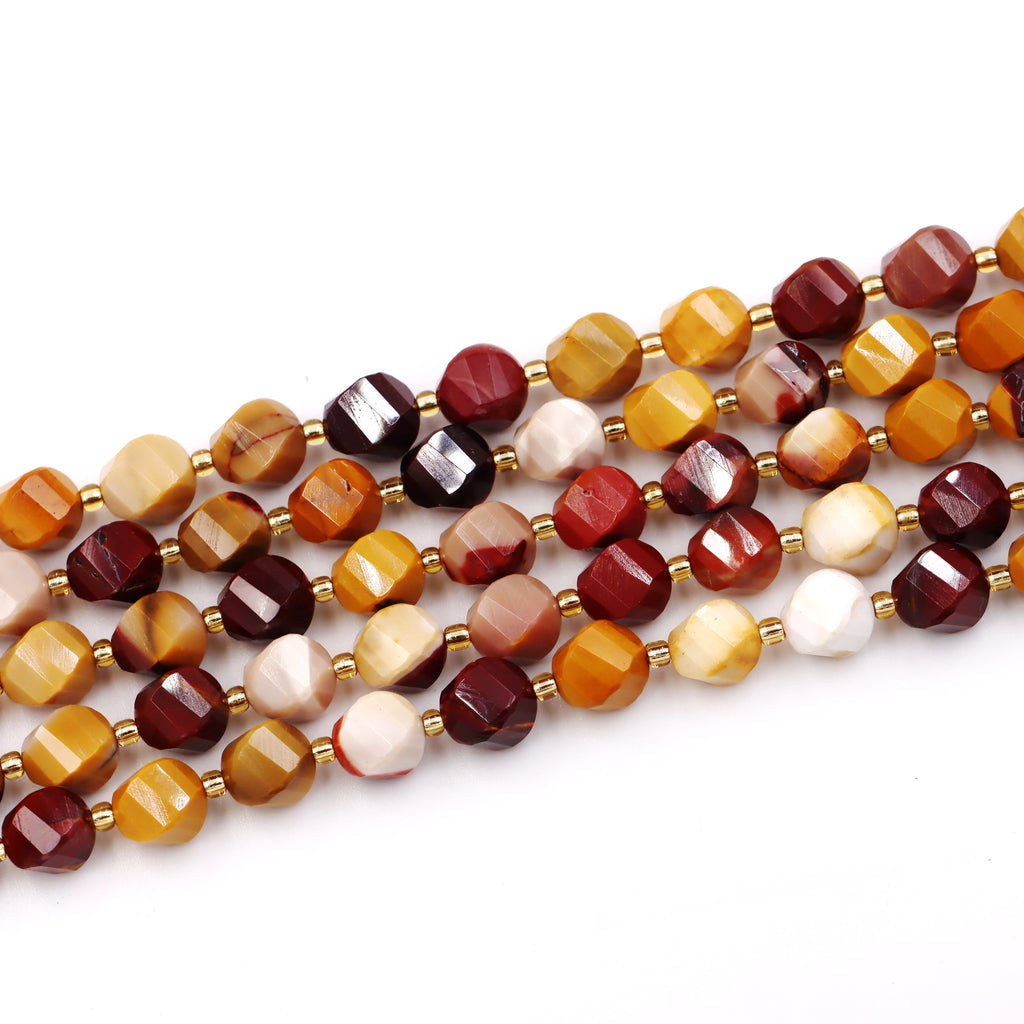 Malahill faceted S shape stone beads for jewelry making, sold per bag 5 strands inside, Mookaite beads