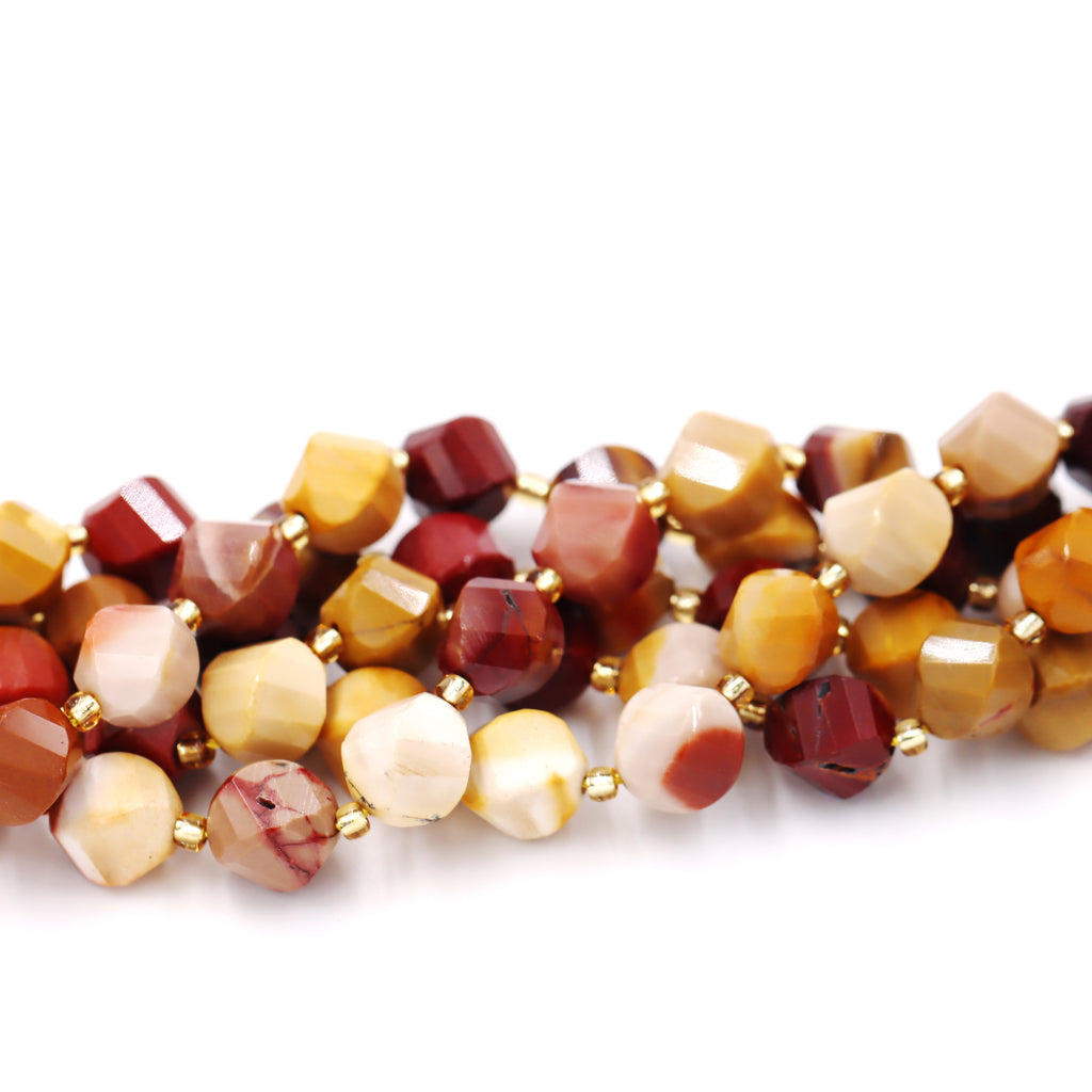 Malahill faceted S shape stone beads for jewelry making, sold per bag 5 strands inside, Mookaite beads