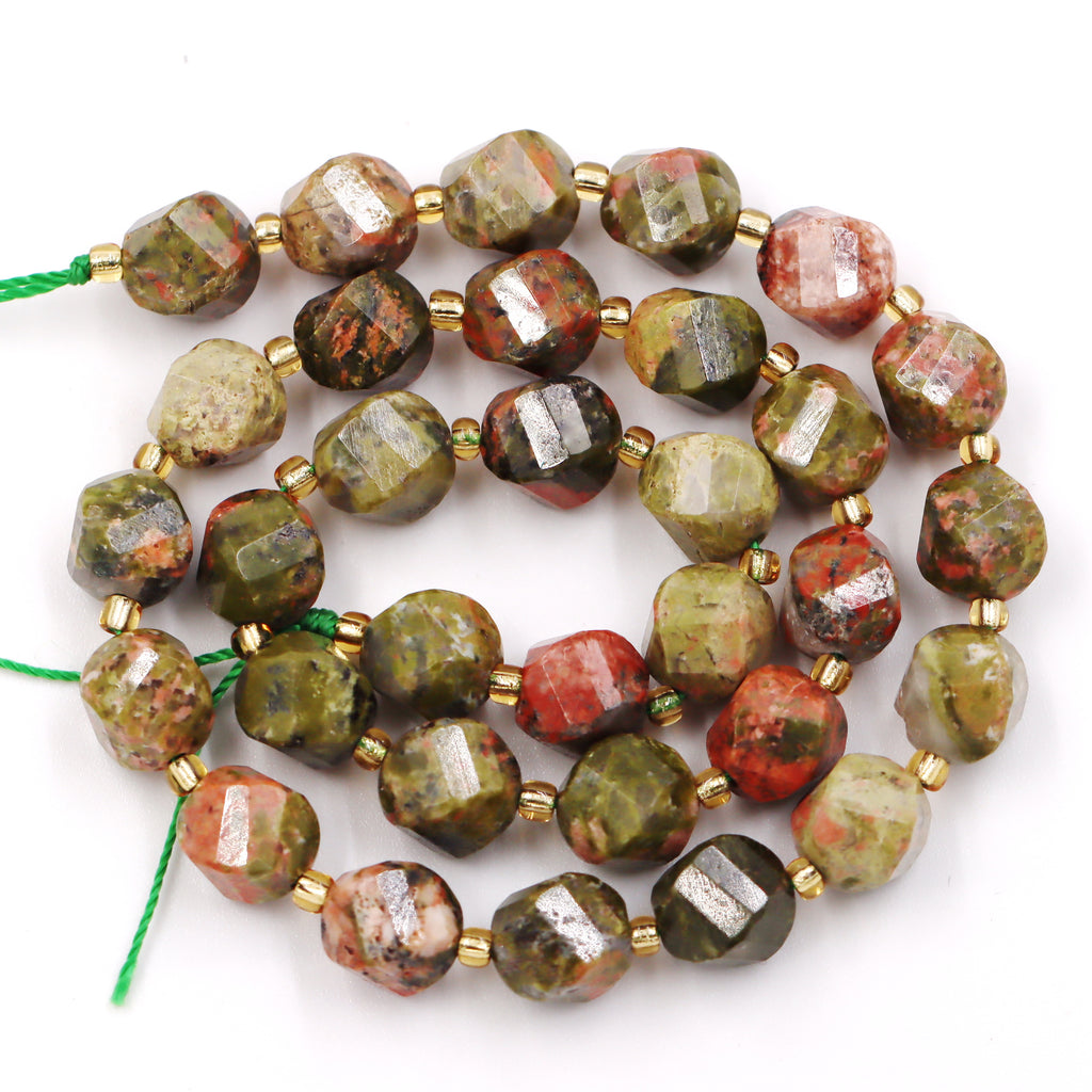 Malahill faceted S shape stone beads for jewelry making, sold per bag 5 strands inside, Unakite beads