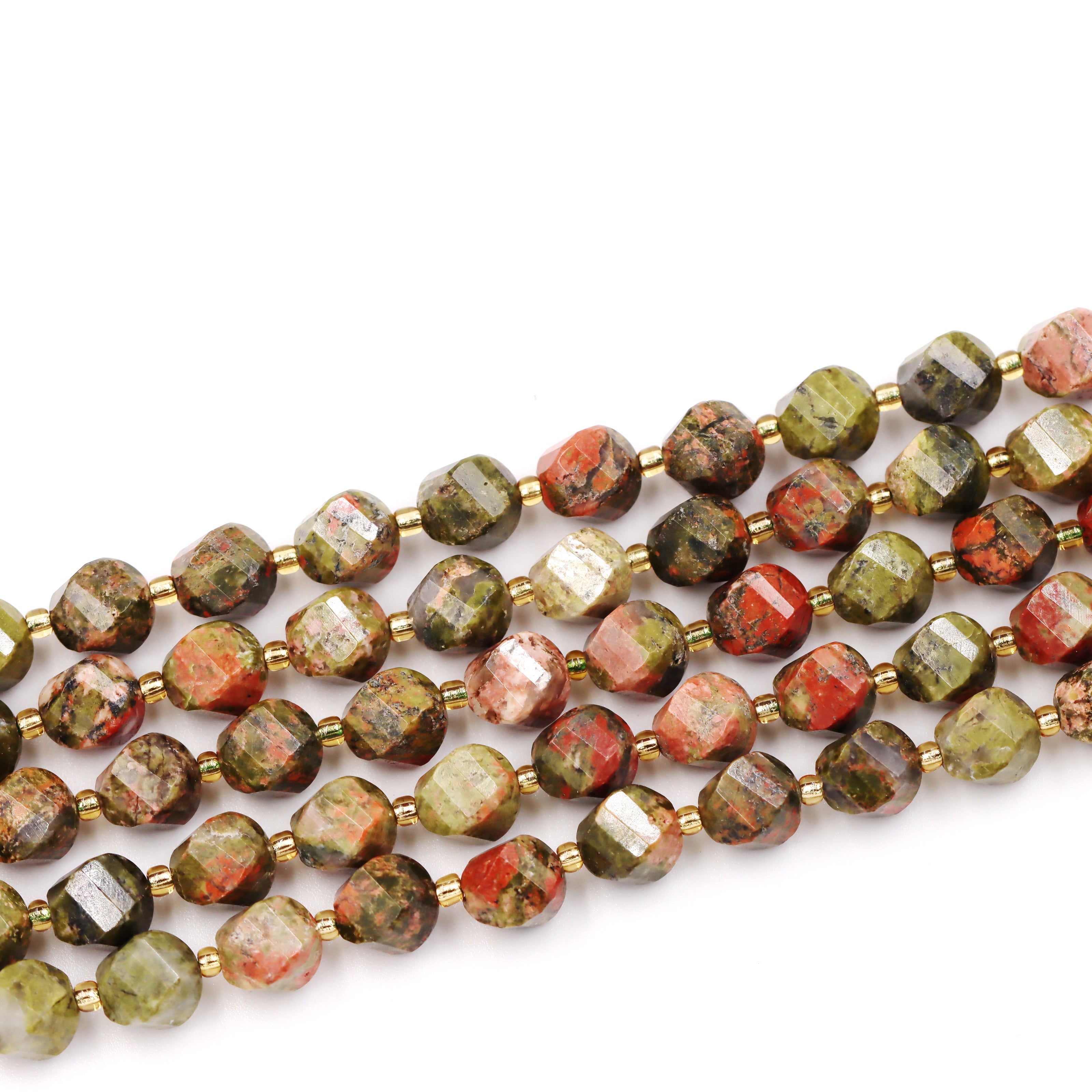 Malahill faceted S shape stone beads for jewelry making, sold per bag 5 strands inside, Unakite beads