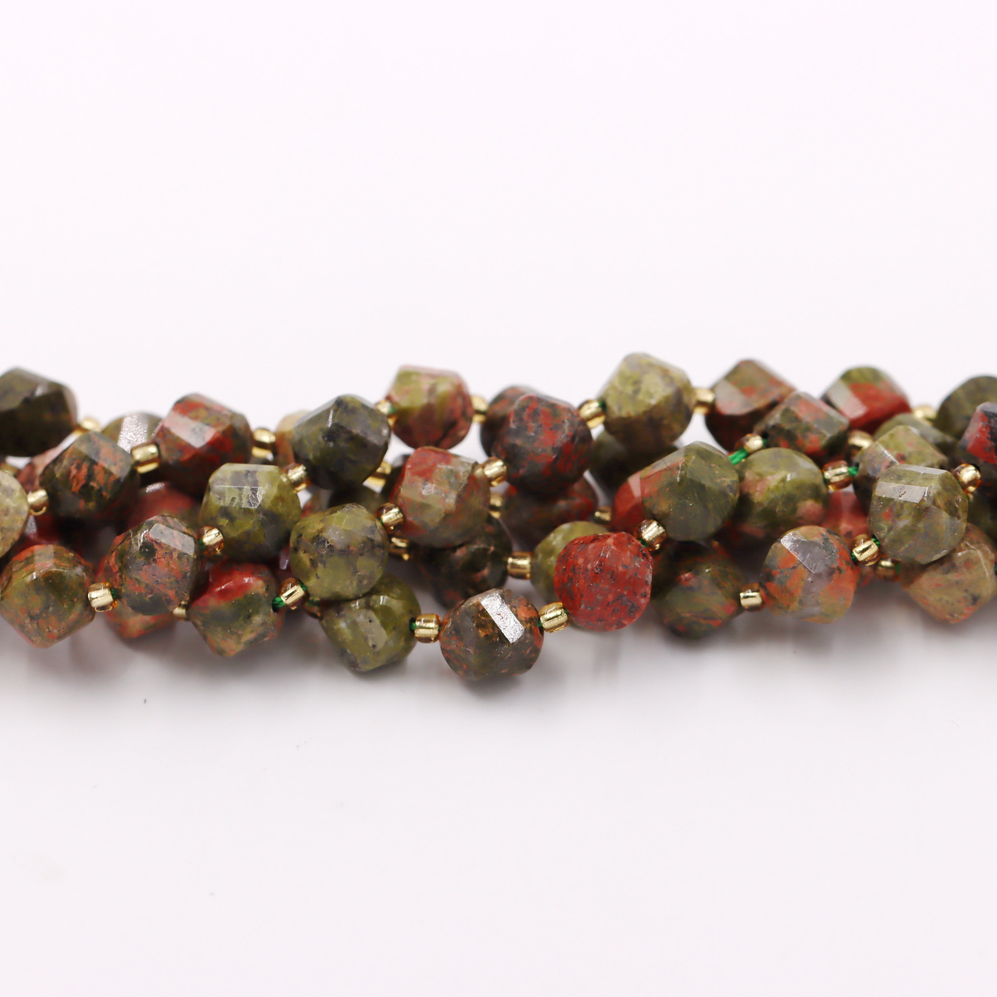 Malahill faceted S shape stone beads for jewelry making, sold per bag 5 strands inside, Unakite beads