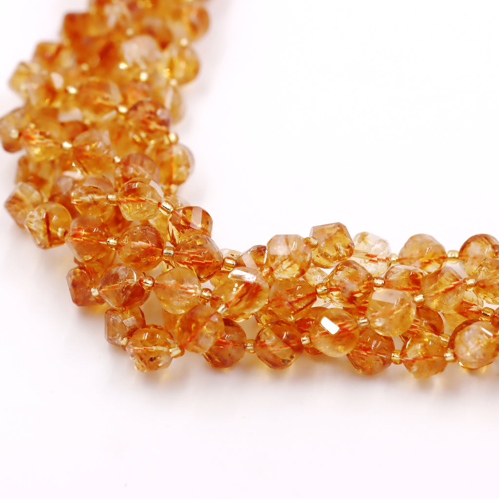 Malahill faceted S shape stone beads for jewelry making, sold per bag 5 strands inside, Citrine beads