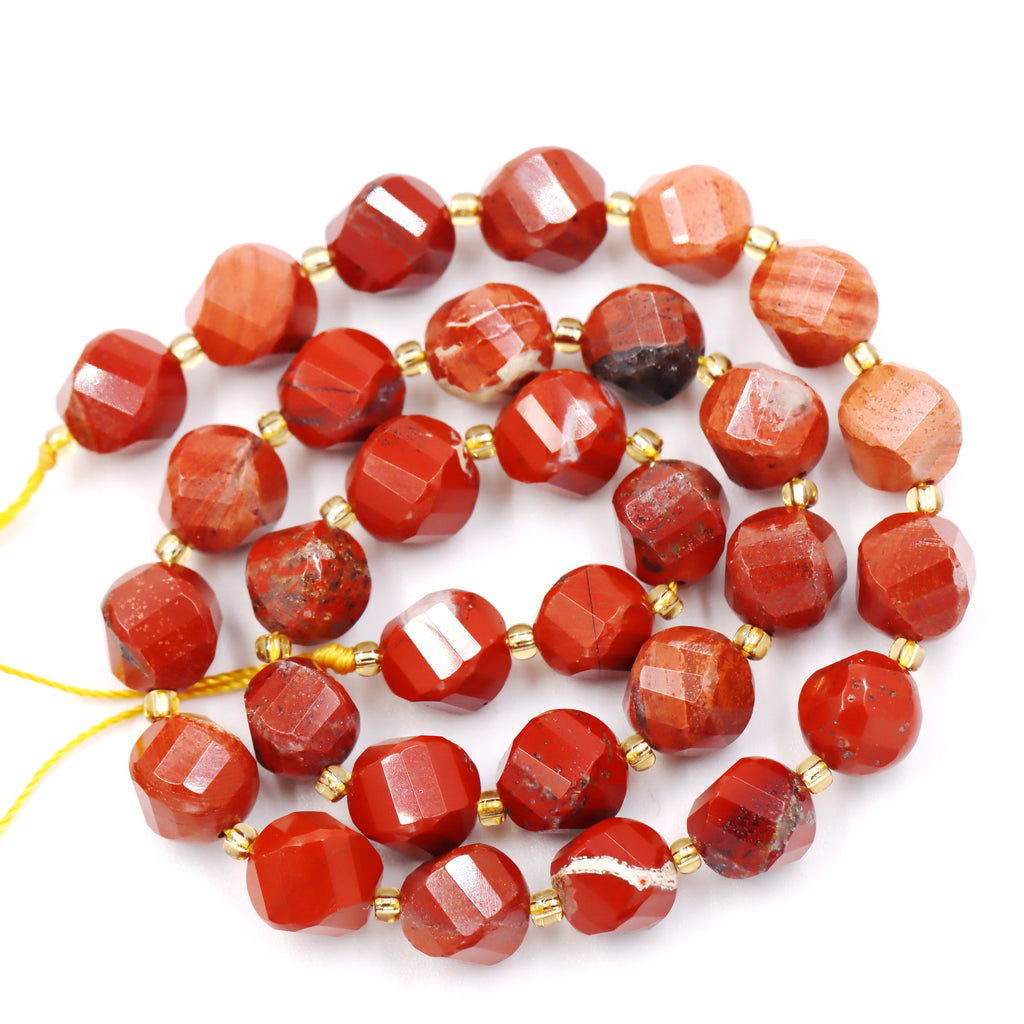 Malahill faceted S shape stone beads for jewelry making, sold per bag 5 strands inside, Red Jasper beads