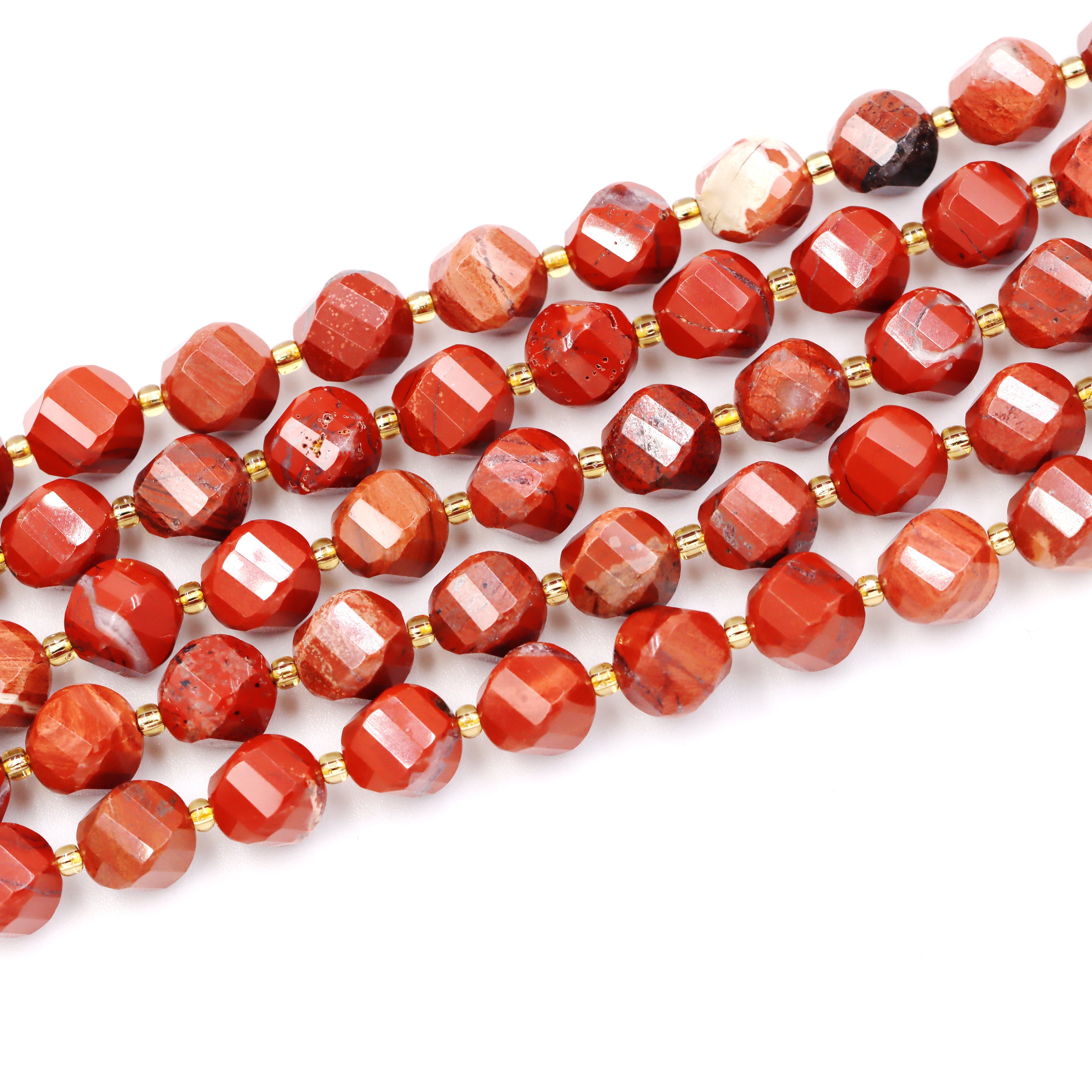 Malahill faceted S shape stone beads for jewelry making, sold per bag 5 strands inside, Red Jasper beads