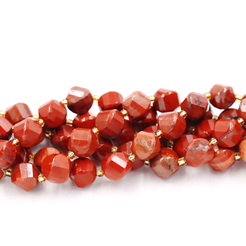 Malahill faceted S shape stone beads for jewelry making, sold per bag 5 strands inside, Red Jasper beads