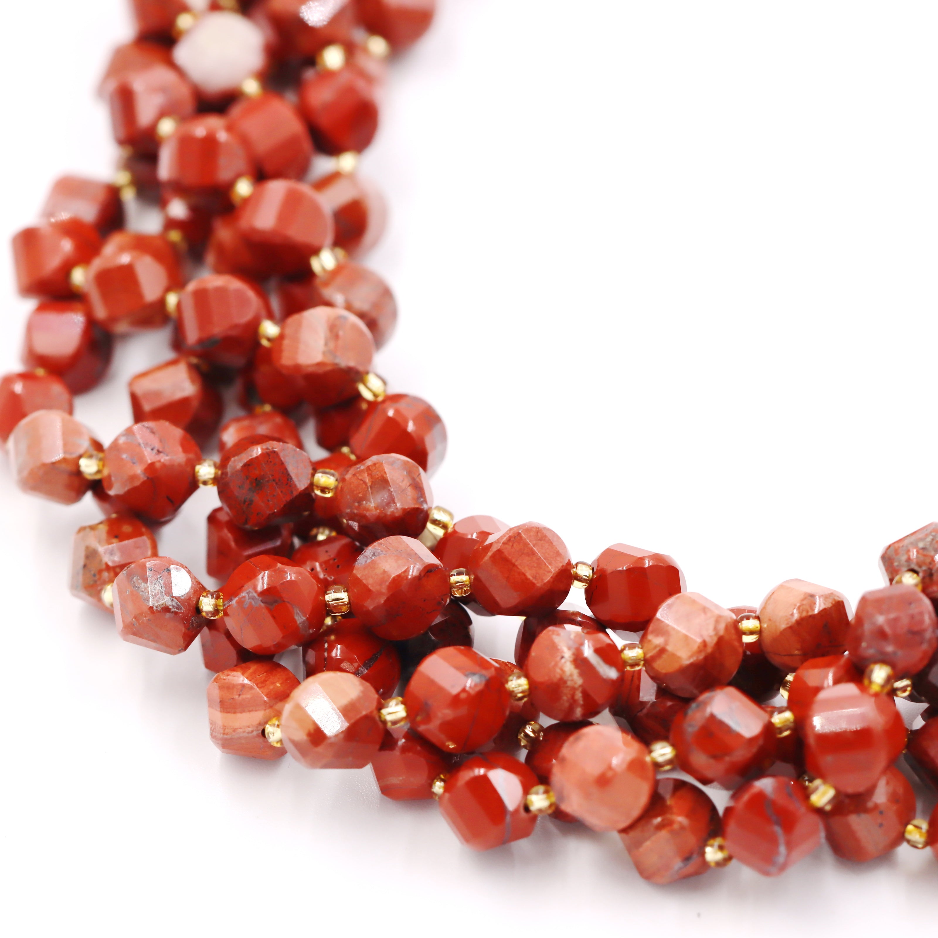 Malahill faceted S shape stone beads for jewelry making, sold per bag 5 strands inside, Red Jasper beads