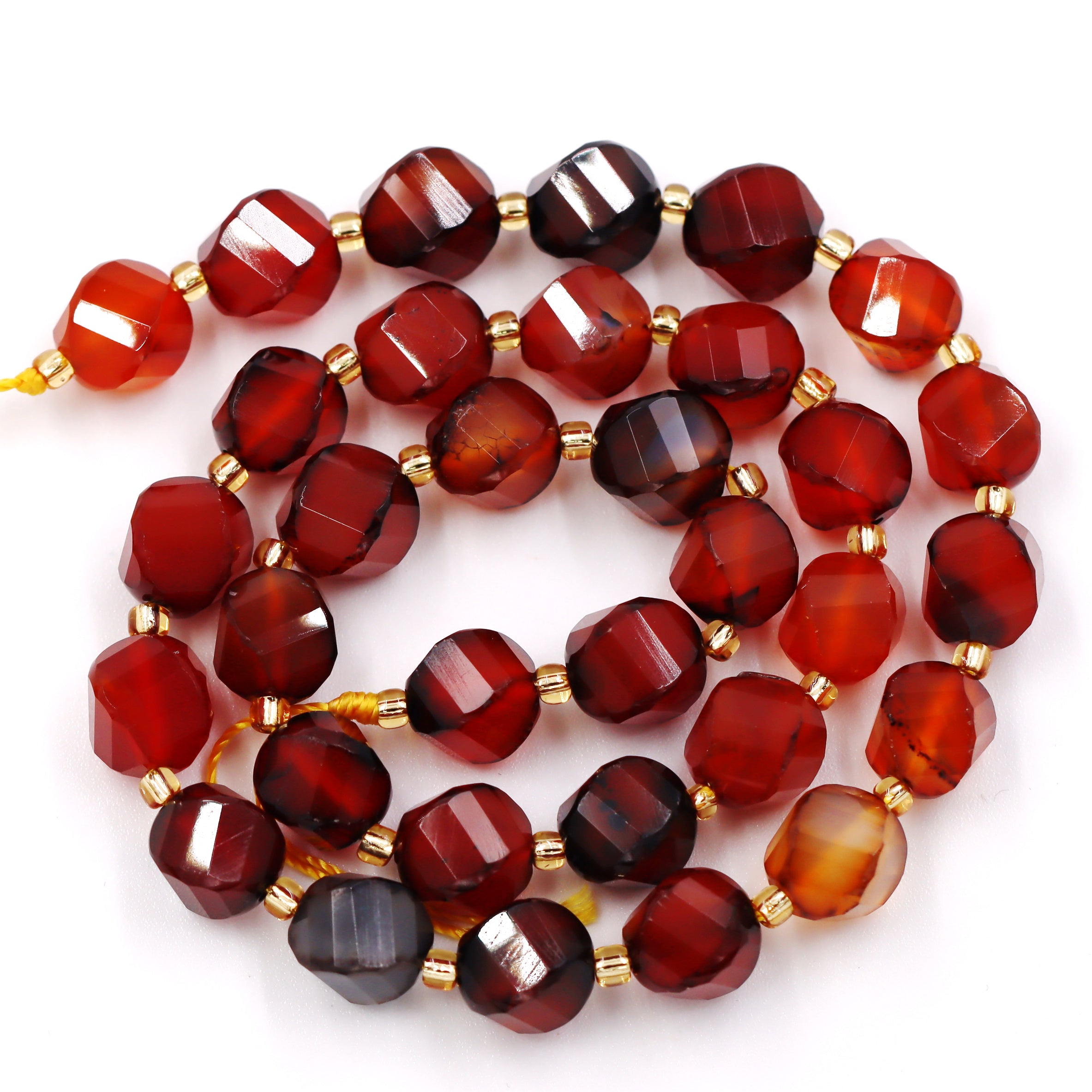 Malahill faceted S shape stone beads for jewelry making, sold per bag 5 strands inside, Red Agate beads