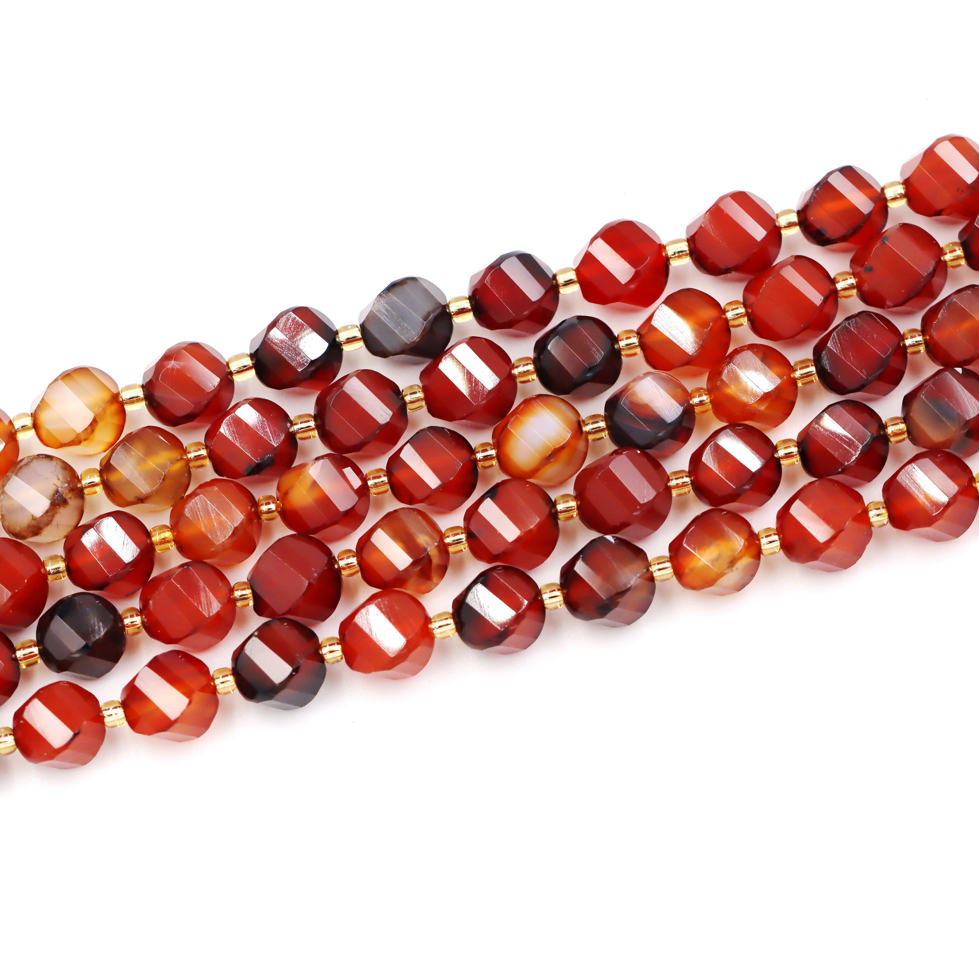 Malahill faceted S shape stone beads for jewelry making, sold per bag 5 strands inside, Red Agate beads