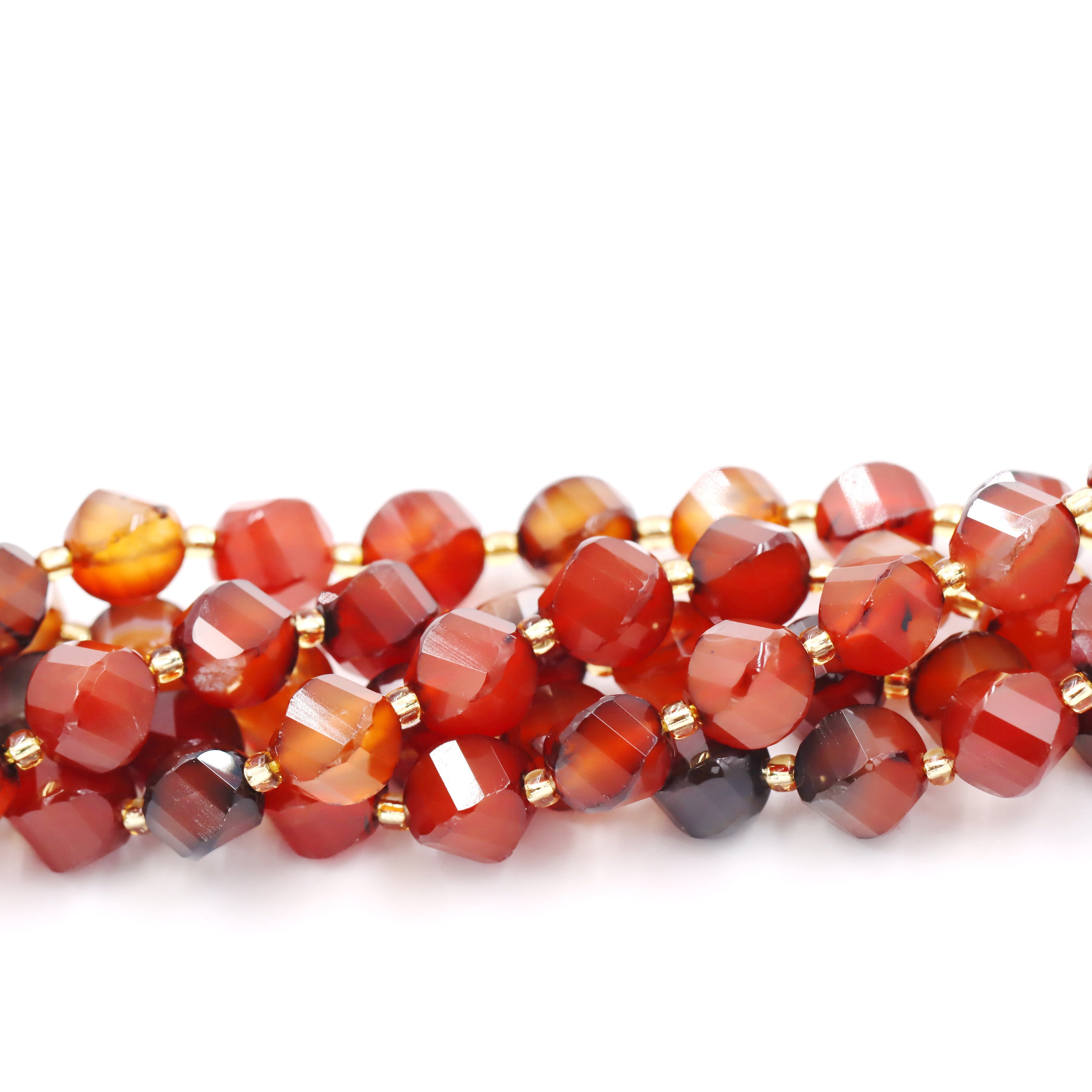 Malahill faceted S shape stone beads for jewelry making, sold per bag 5 strands inside, Red Agate beads