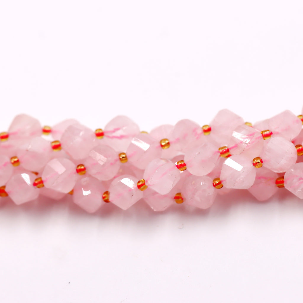 Malahill faceted S shape stone beads for jewelry making, sold per bag 5 strands inside, Rose Quartz beads