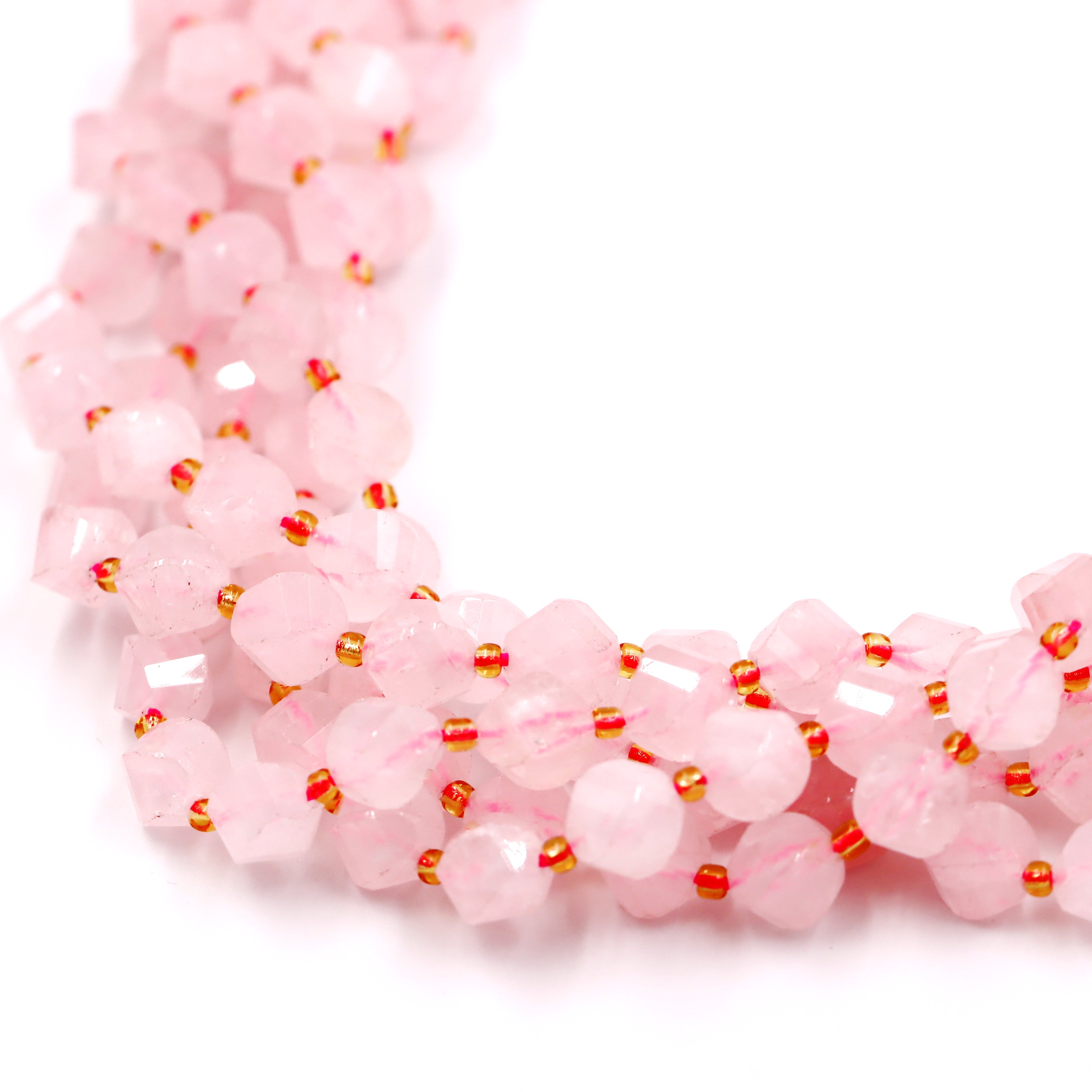 Malahill faceted S shape stone beads for jewelry making, sold per bag 5 strands inside, Rose Quartz beads