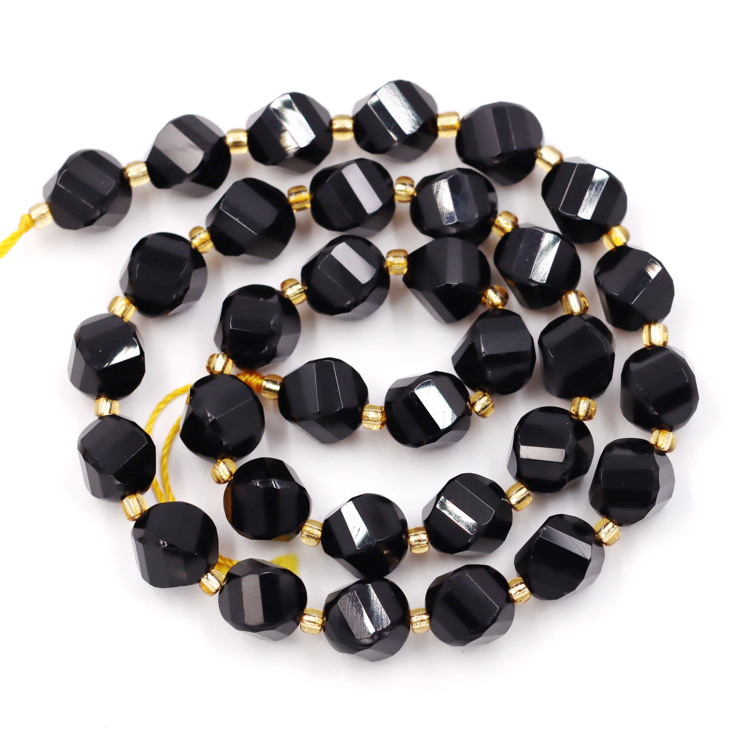 Malahill faceted S shape stone beads for jewelry making, sold per bag 5 strands inside, Onyx beads