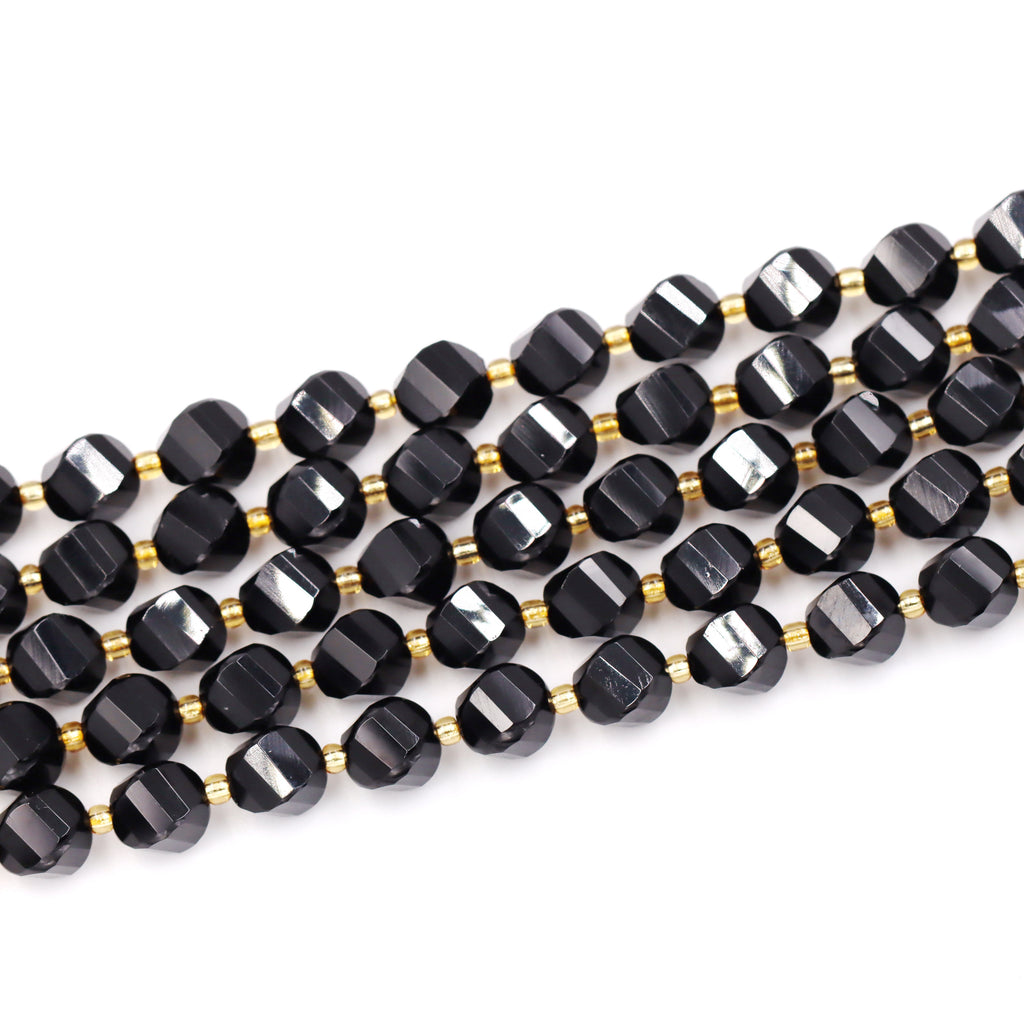 Malahill faceted S shape stone beads for jewelry making, sold per bag 5 strands inside, Onyx beads