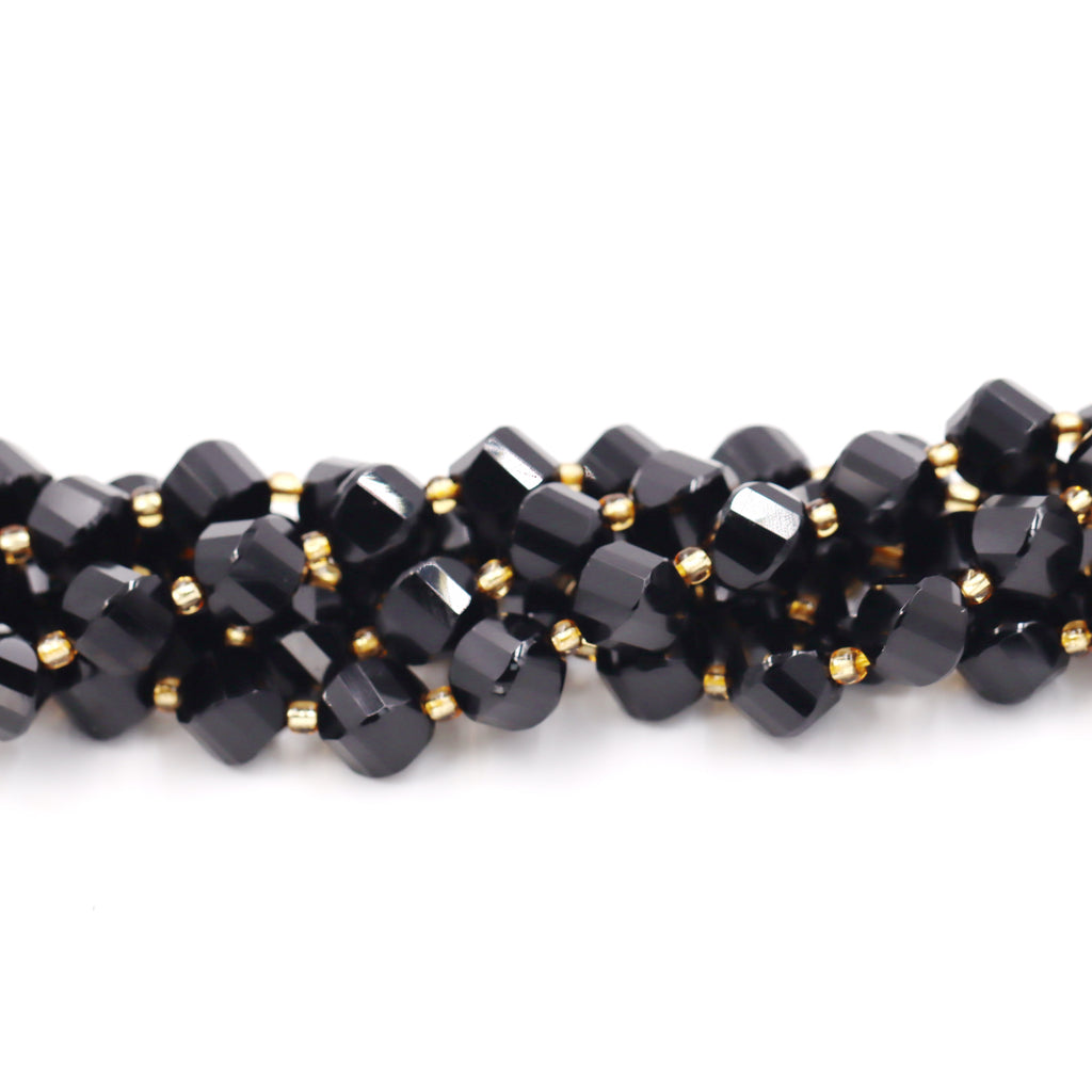 Malahill faceted S shape stone beads for jewelry making, sold per bag 5 strands inside, Onyx beads